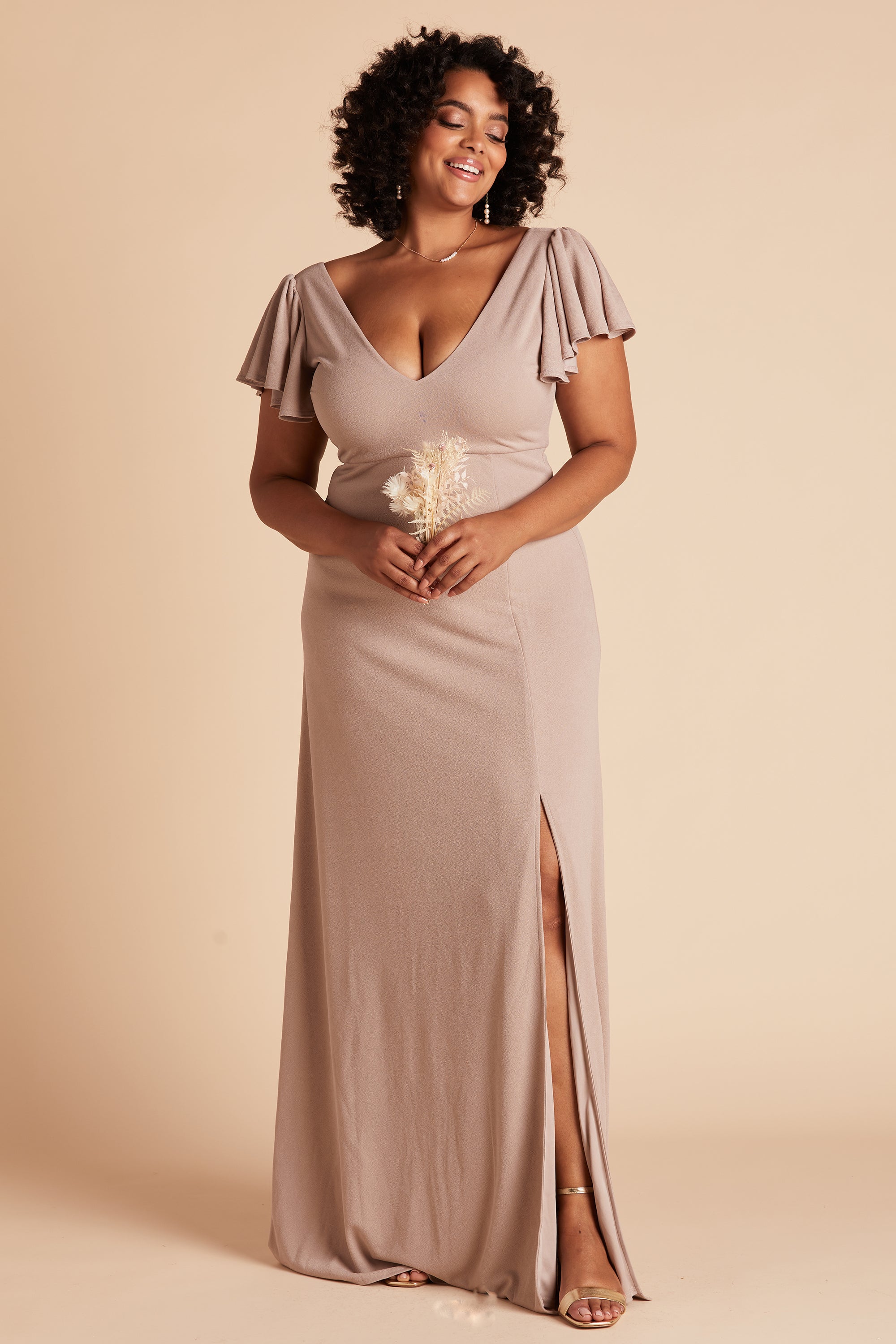 Taupe Hannah Crepe Dress by Birdy Grey