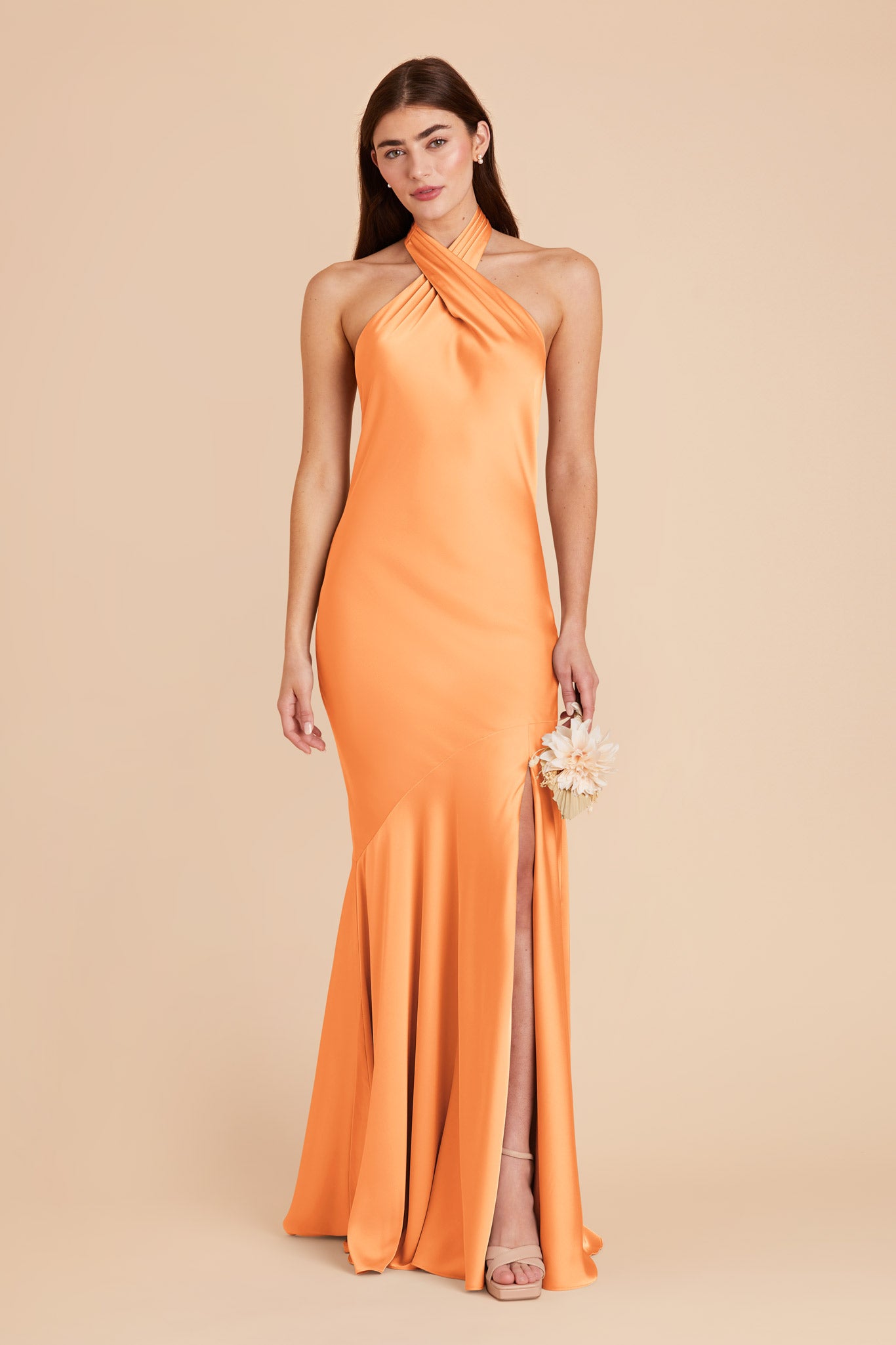 Apricot Stephanie Matte Satin Dress by Birdy Grey