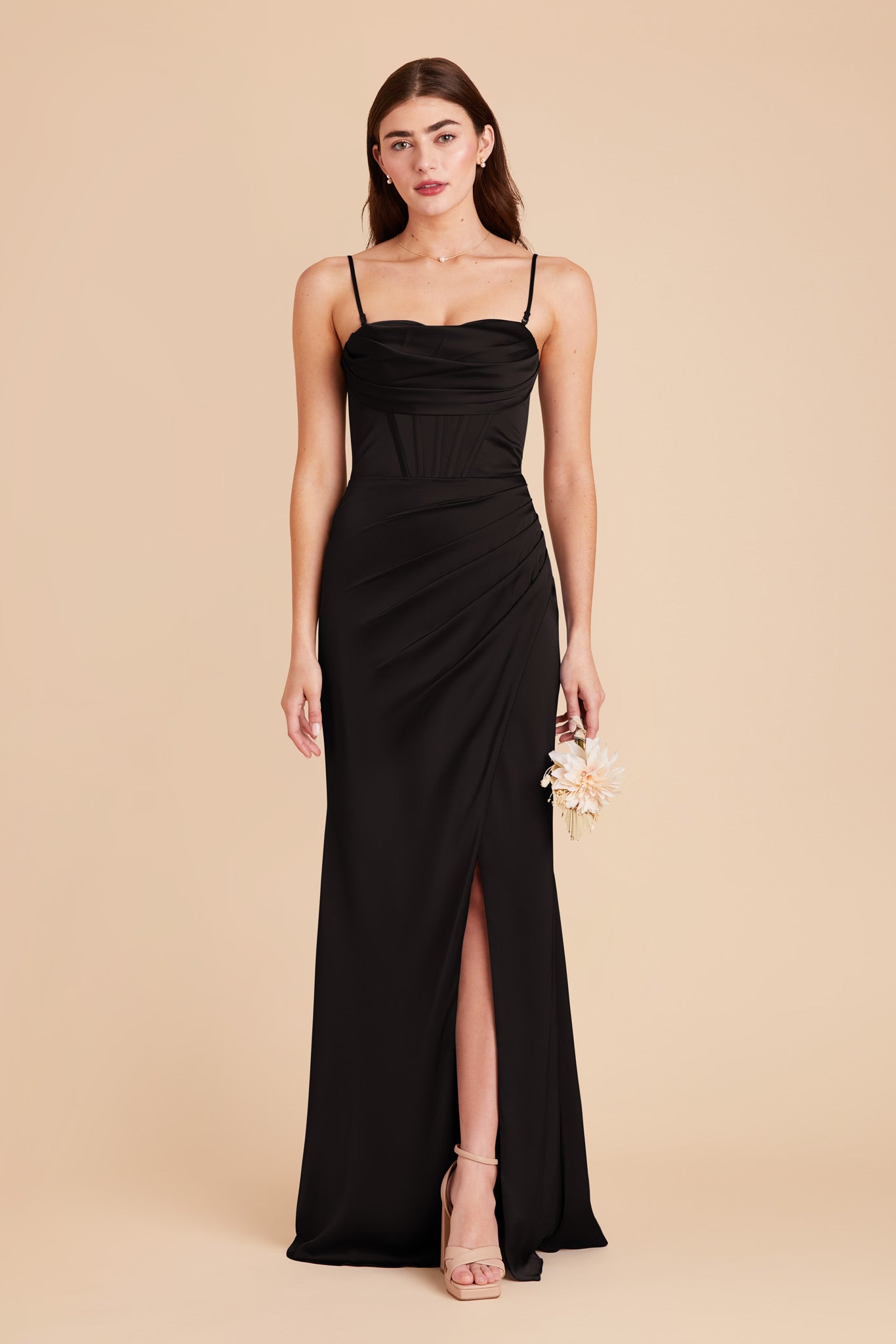 Black Carrie Matte Satin Dress by Birdy Grey