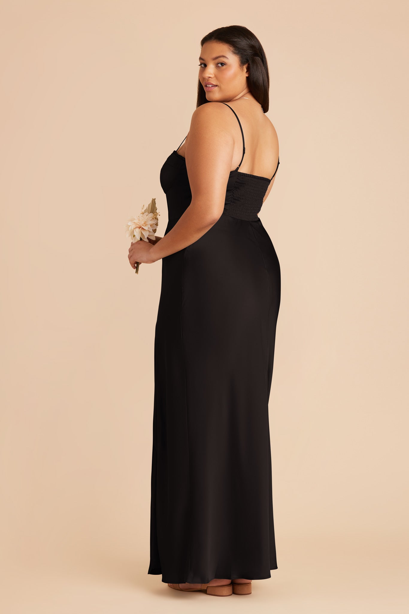Black Jessica Matte Satin Dress by Birdy Grey