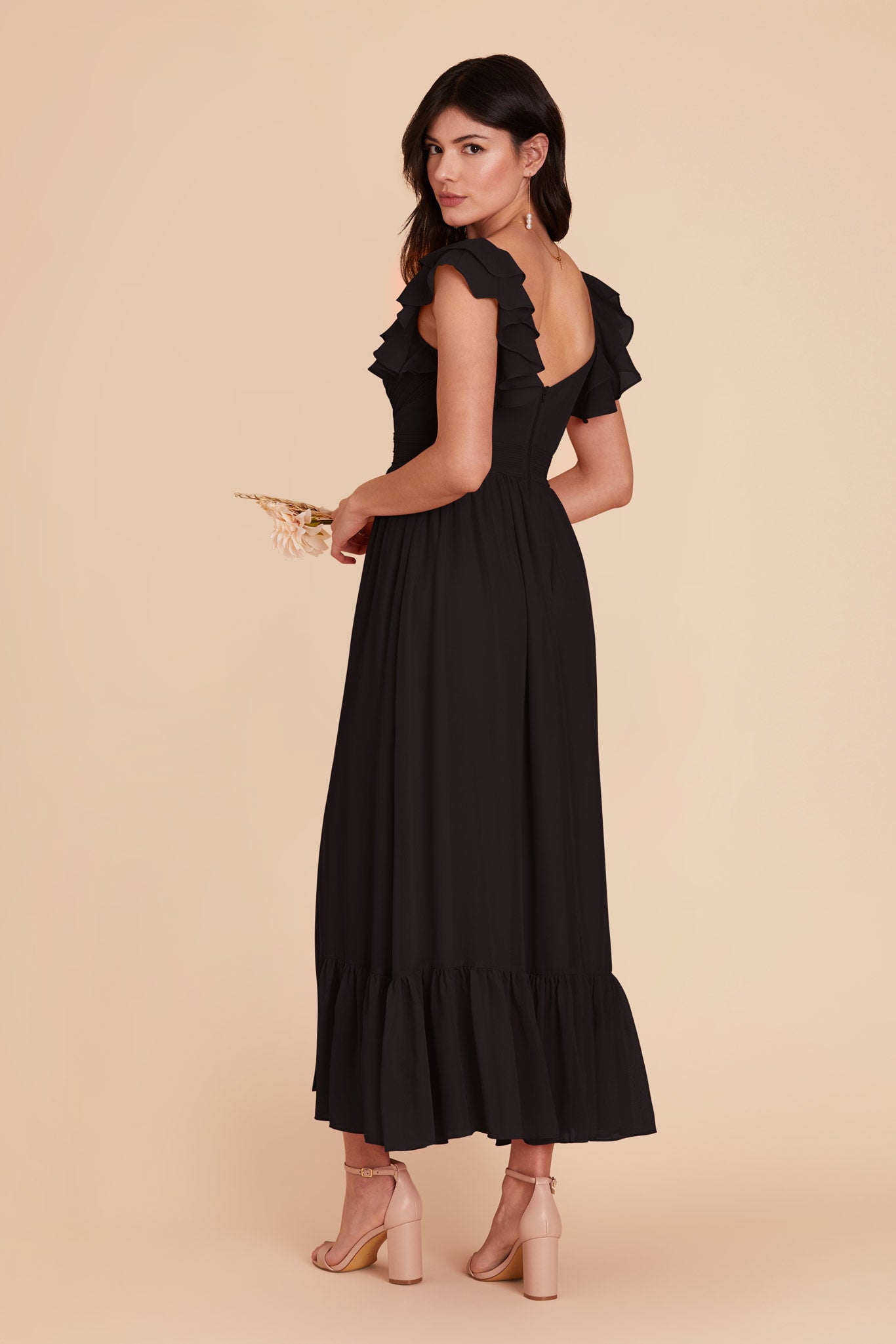 Black Michelle Chiffon Dress by Birdy Grey