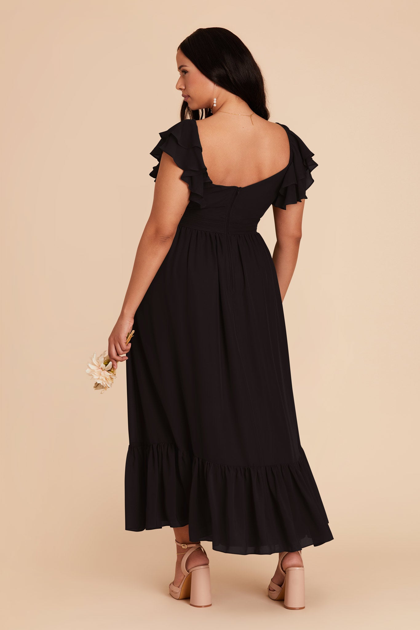 Black Michelle Chiffon Dress by Birdy Grey
