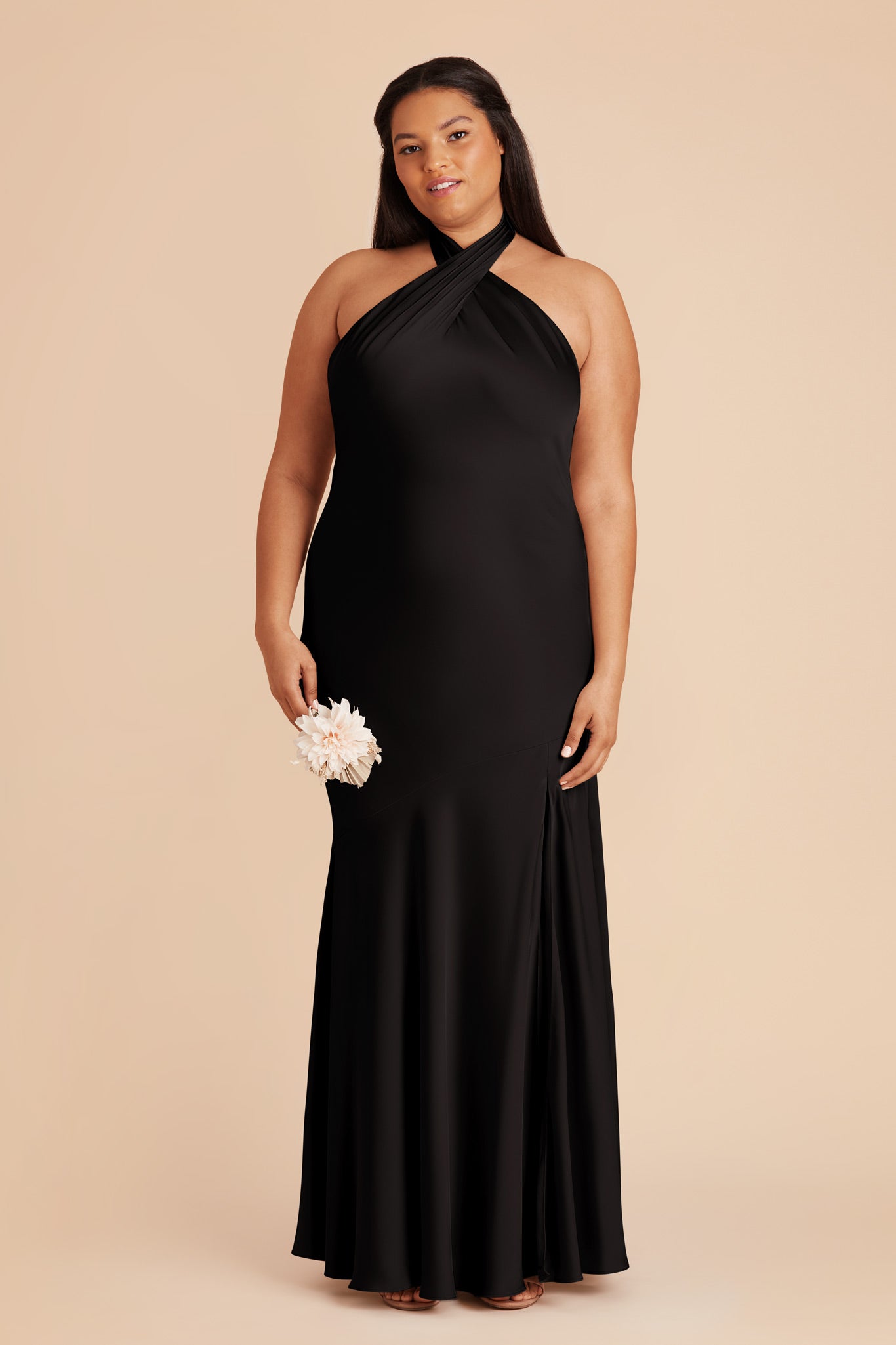 Black Stephanie Matte Satin Dress By Birdy Grey