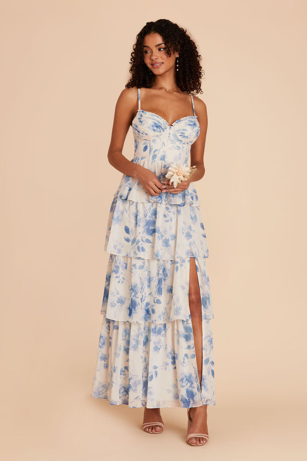 Lola Chiffon Dress - Blue Rococo Floral