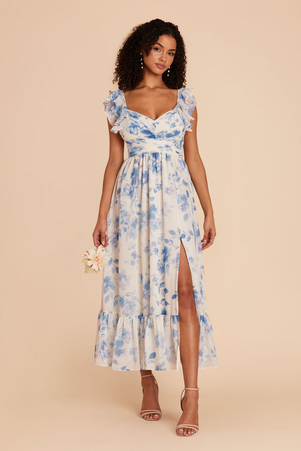 Michelle Chiffon Dress - Blue Rococo Floral