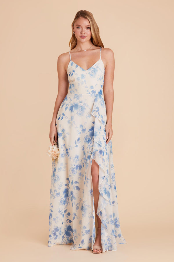 Theresa Chiffon Dress - Blue Rococo Floral