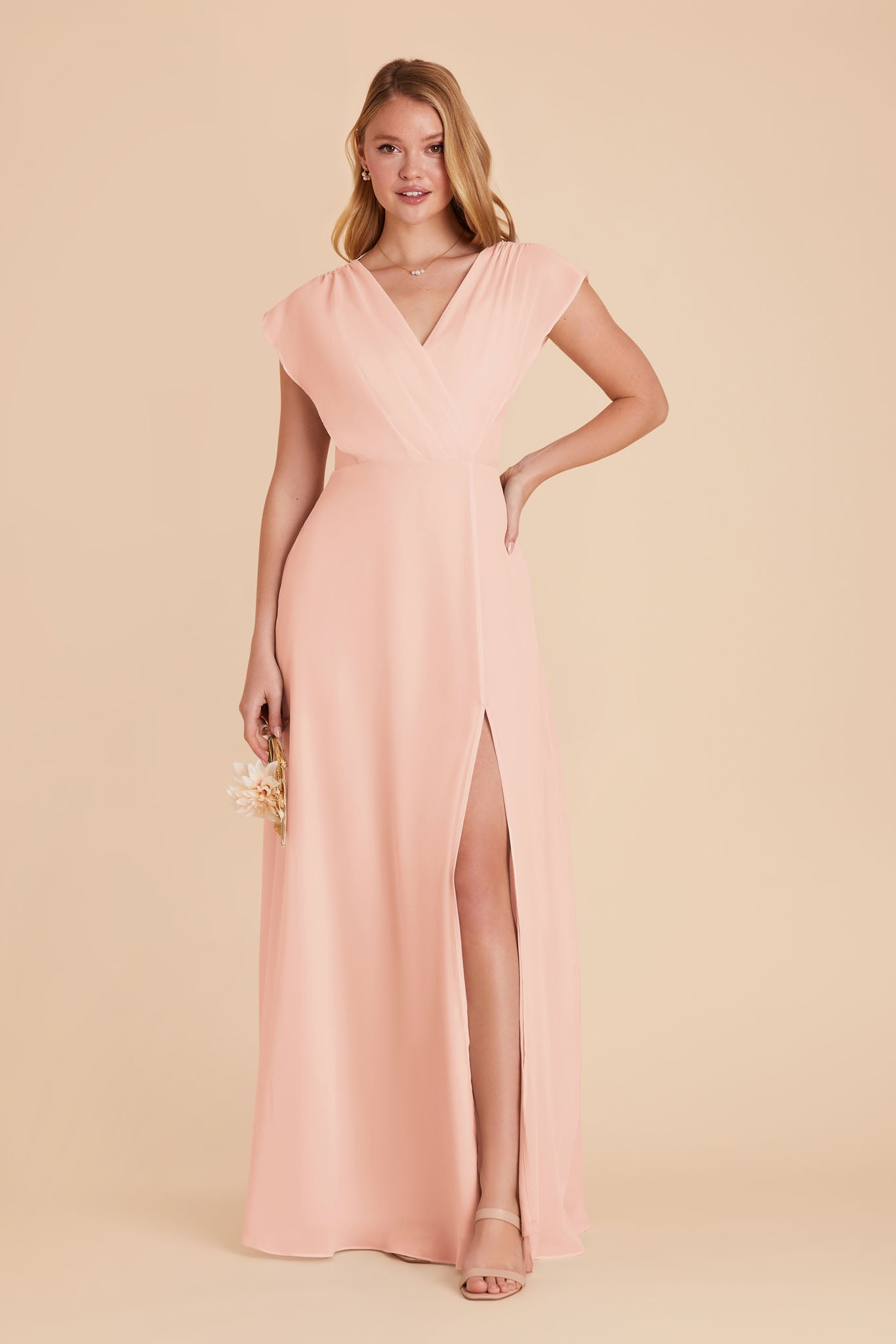Blush Pink Violet Chiffon Dress by Birdy Grey