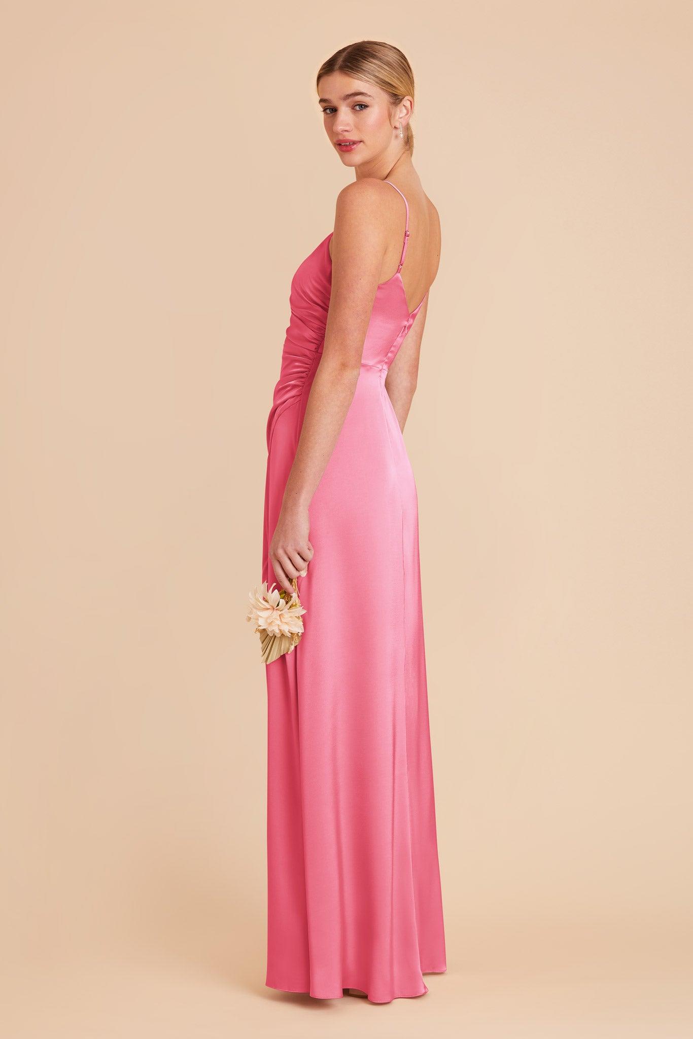Bon Bon Pink Catherine Matte Satin Dress by Birdy Grey