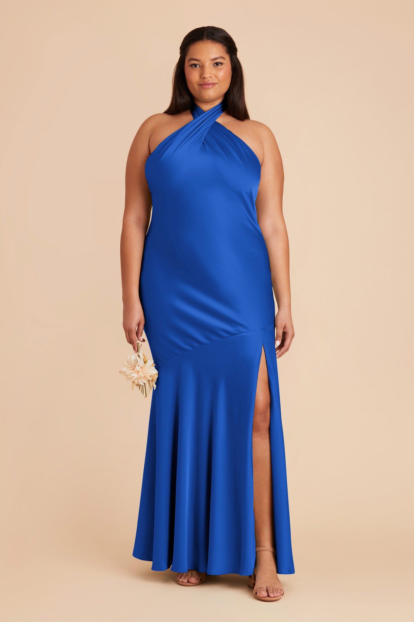  Cobalt Blue Stephanie Matte Satin Dress by Birdy Grey