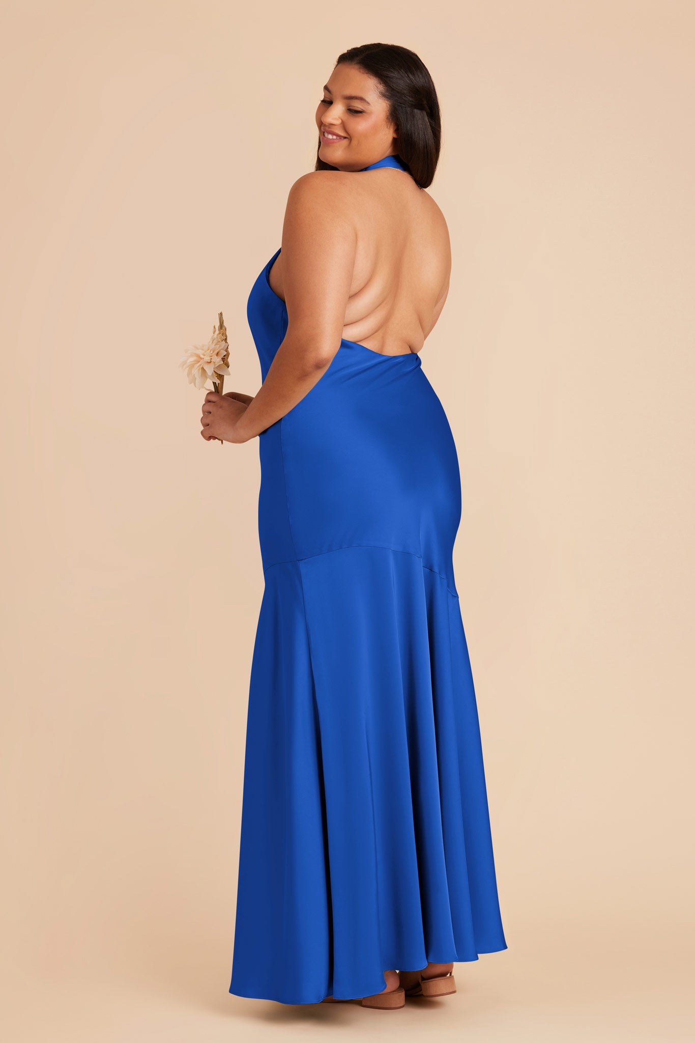  Cobalt Blue Stephanie Matte Satin Dress by Birdy Grey
