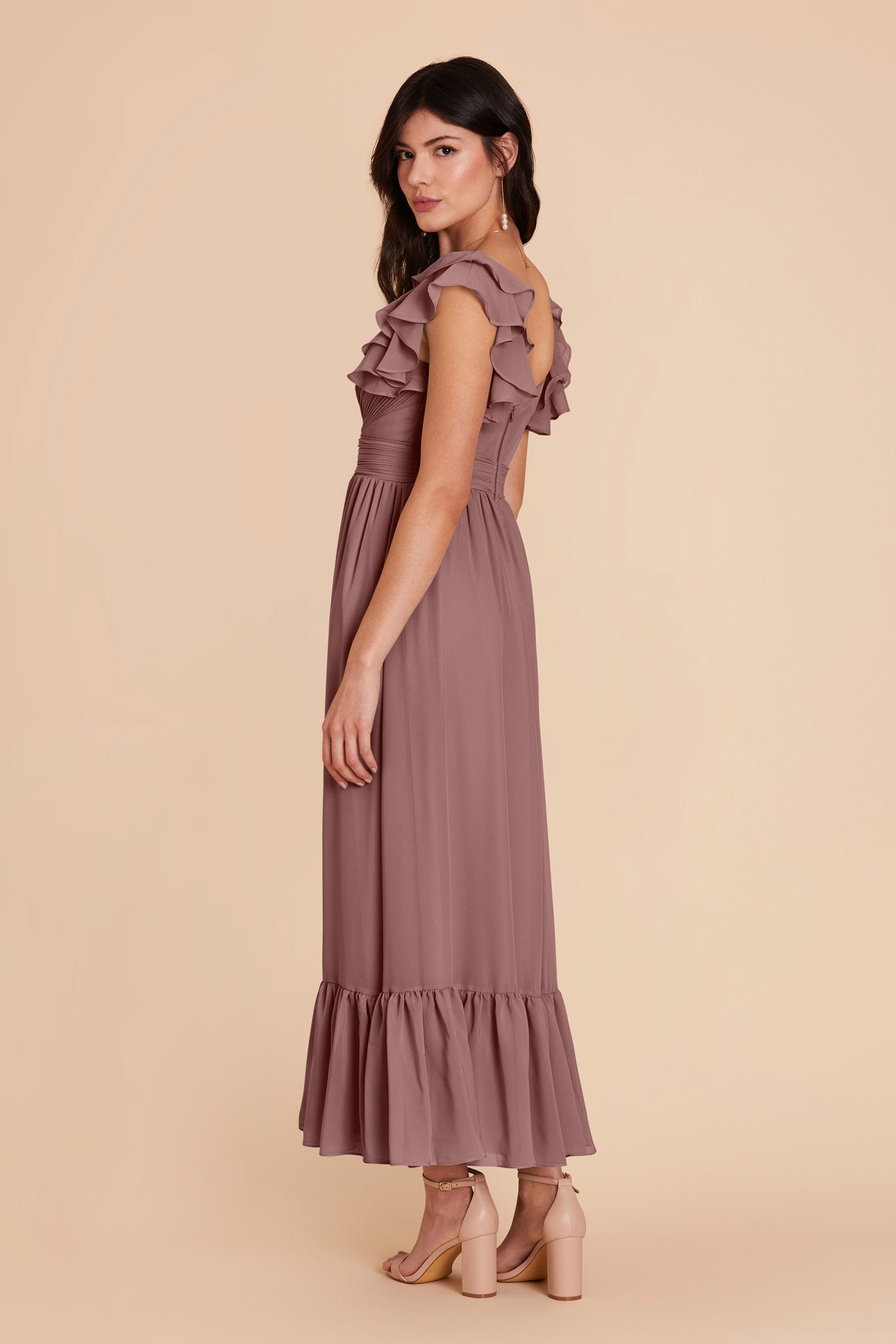 Dark Mauve Michelle Chiffon Dress by birdy Grey