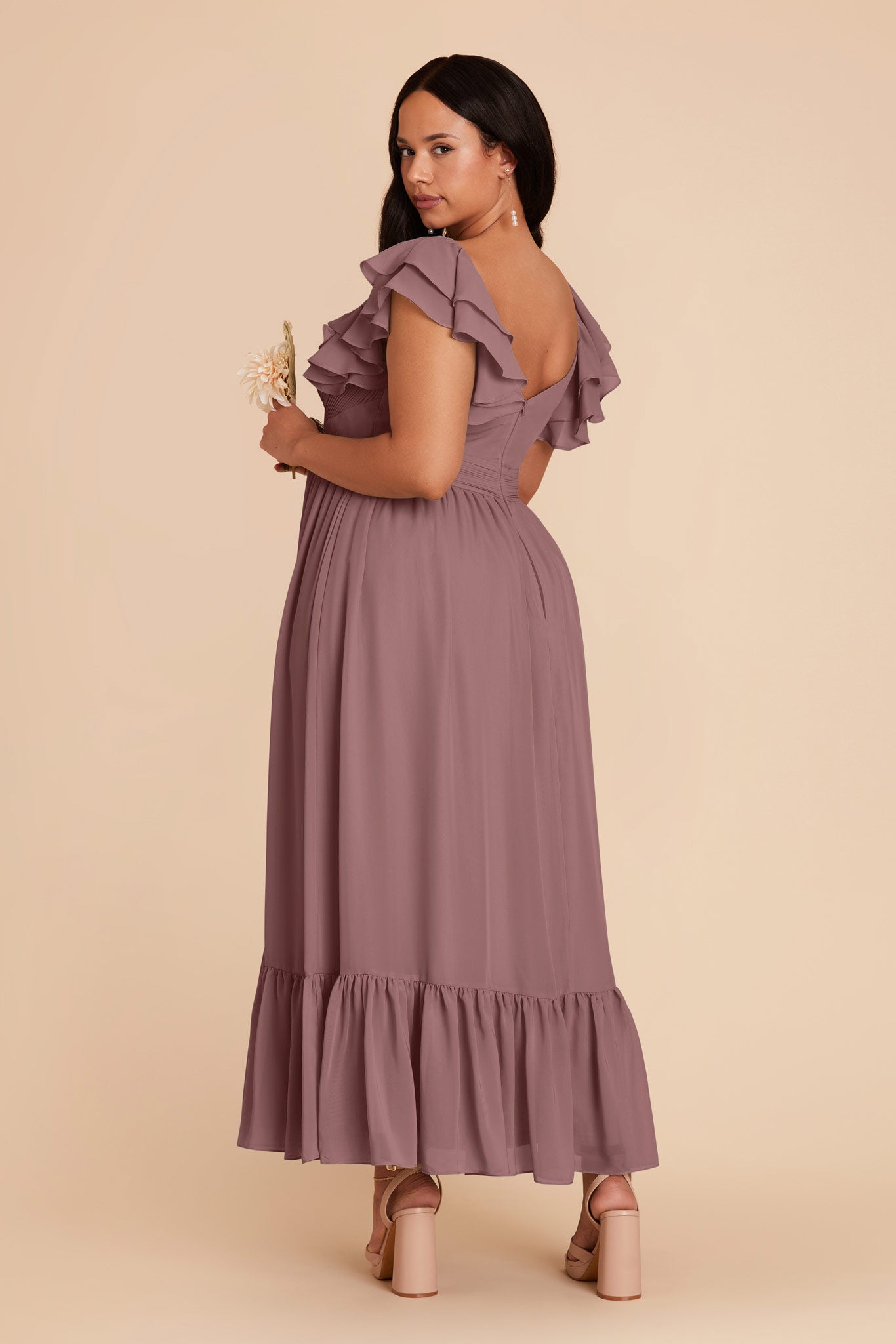 Dark Mauve Michelle Chiffon Dress by birdy Grey