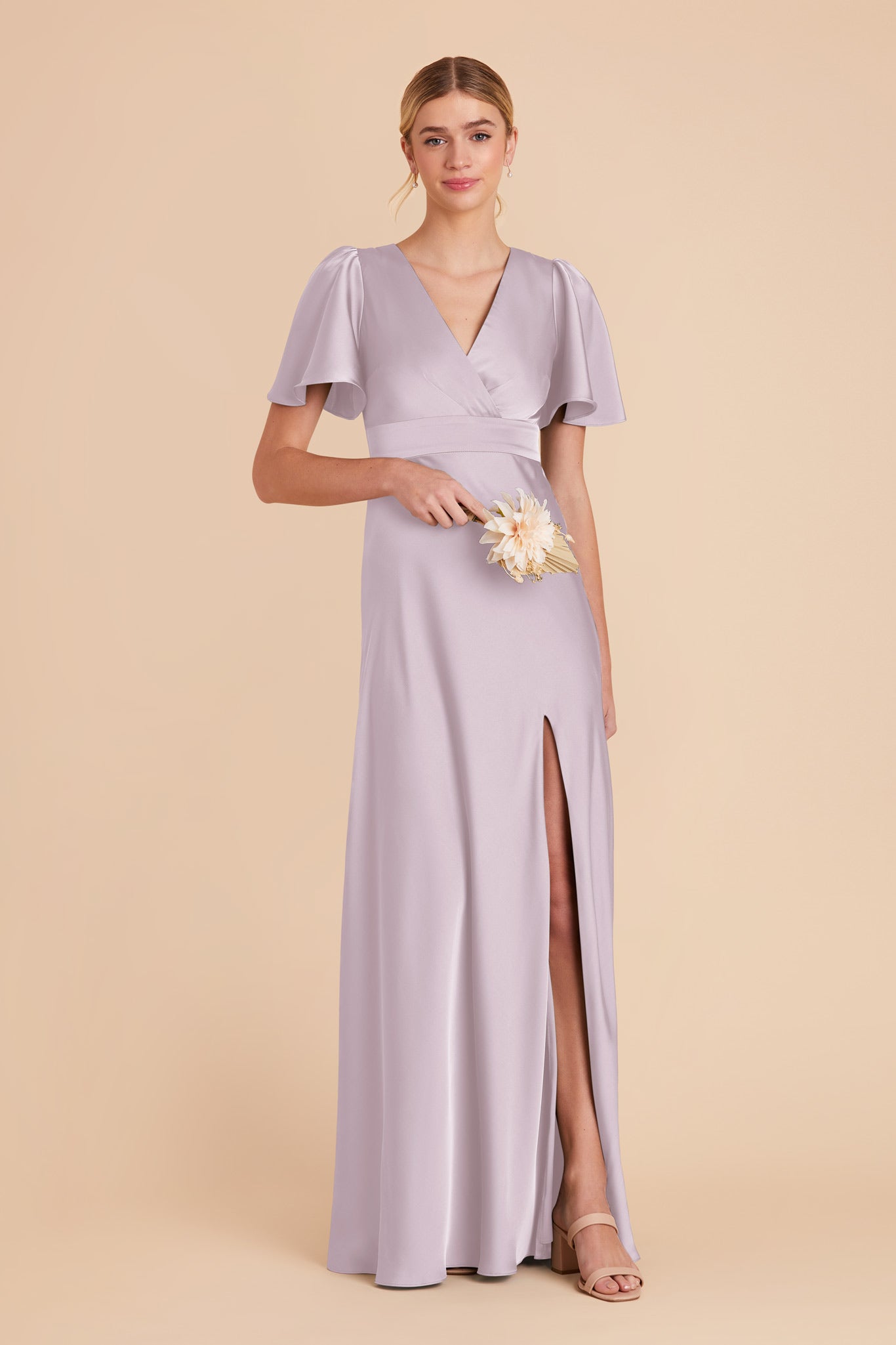 Dusty Lilac Marni Matte Satin Dress by Birdy Grey