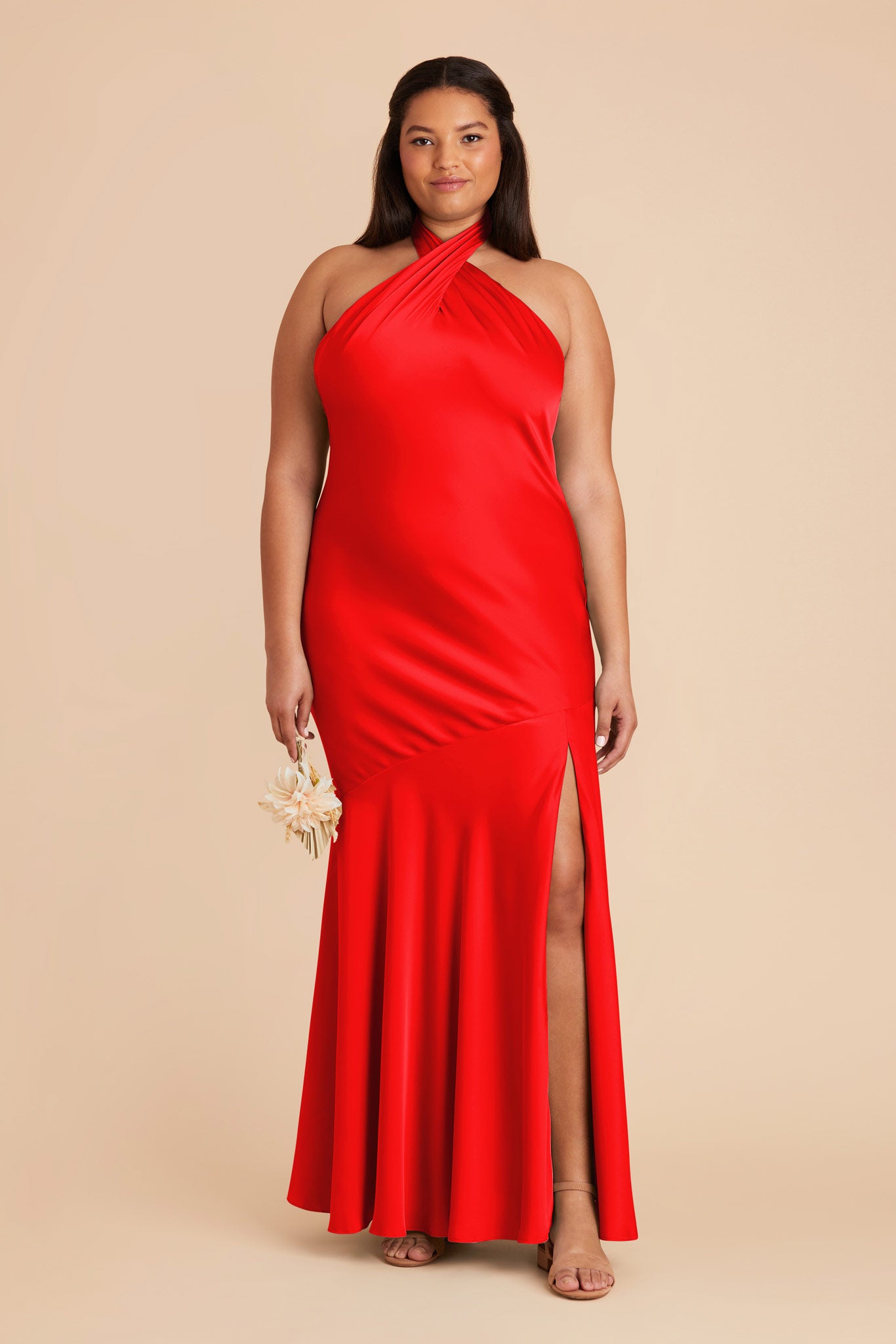 Lipstick Red Stephanie Matte Satin Dress by Birdy Grey
