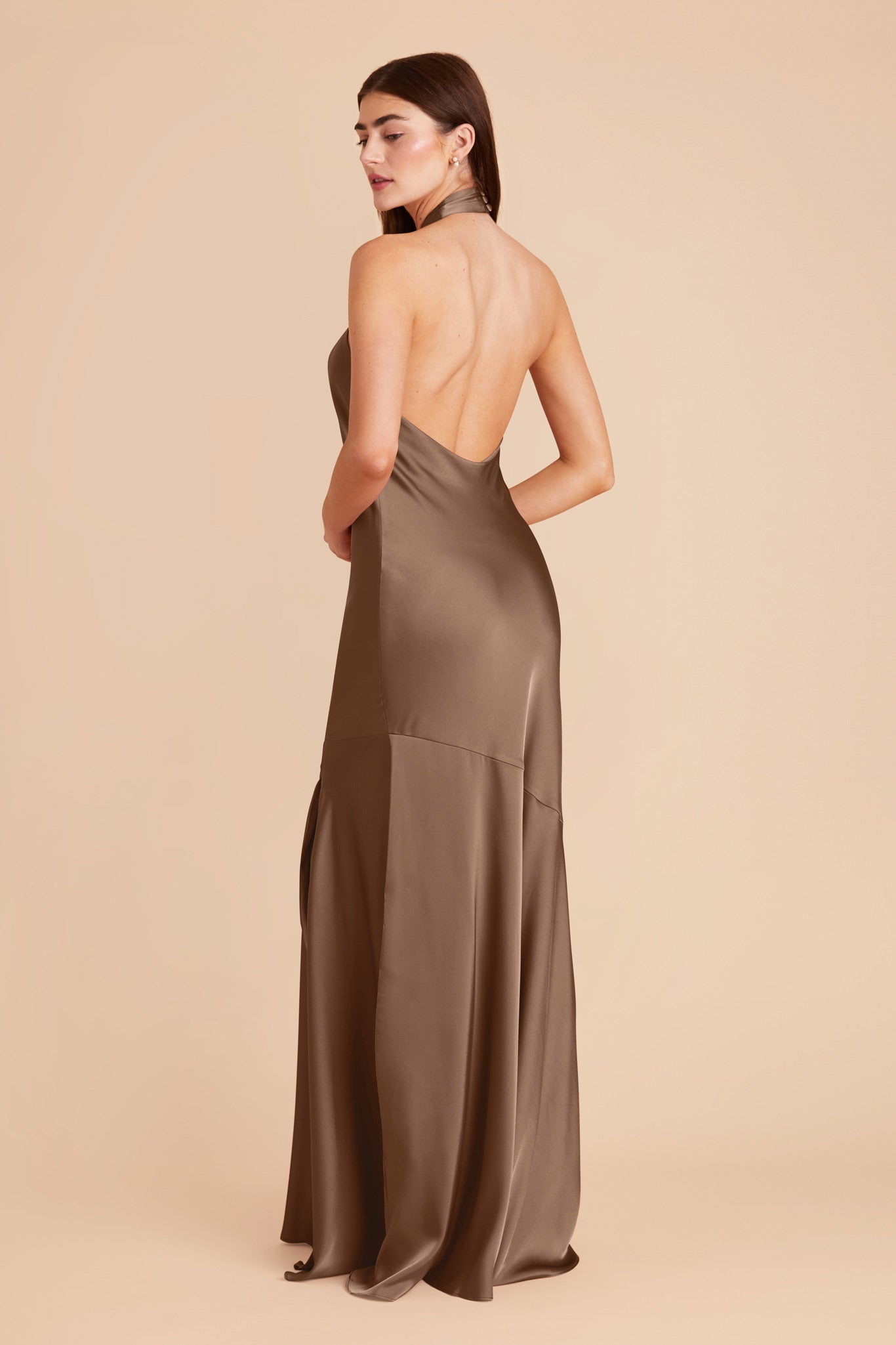 Mocha Stephanie Matte Satin Dress by Birdy Grey