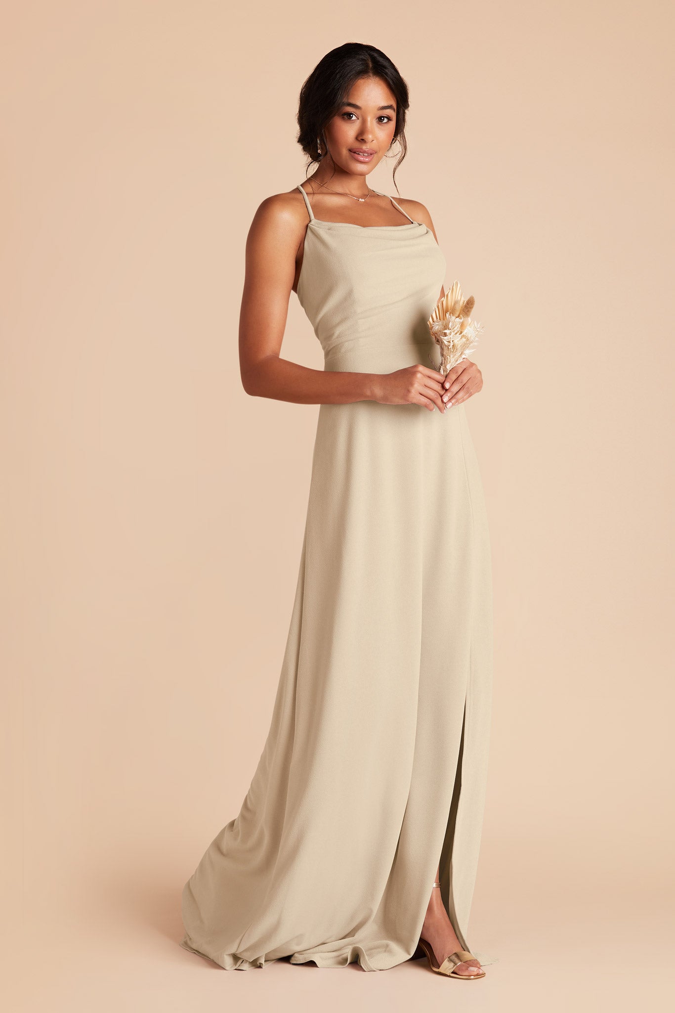 Neutral Champagne Ash Crepe Dress by Birdy Grey