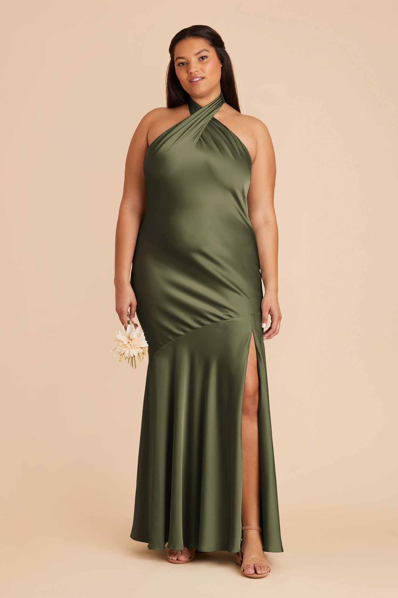 Olive Stephanie Matte Satin Dress by Birdy Grey