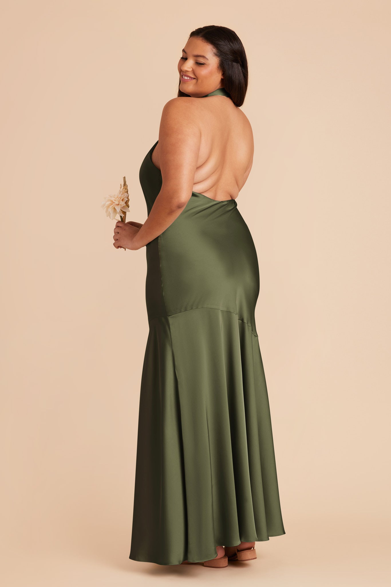 Olive Stephanie Matte Satin Dress by Birdy Grey