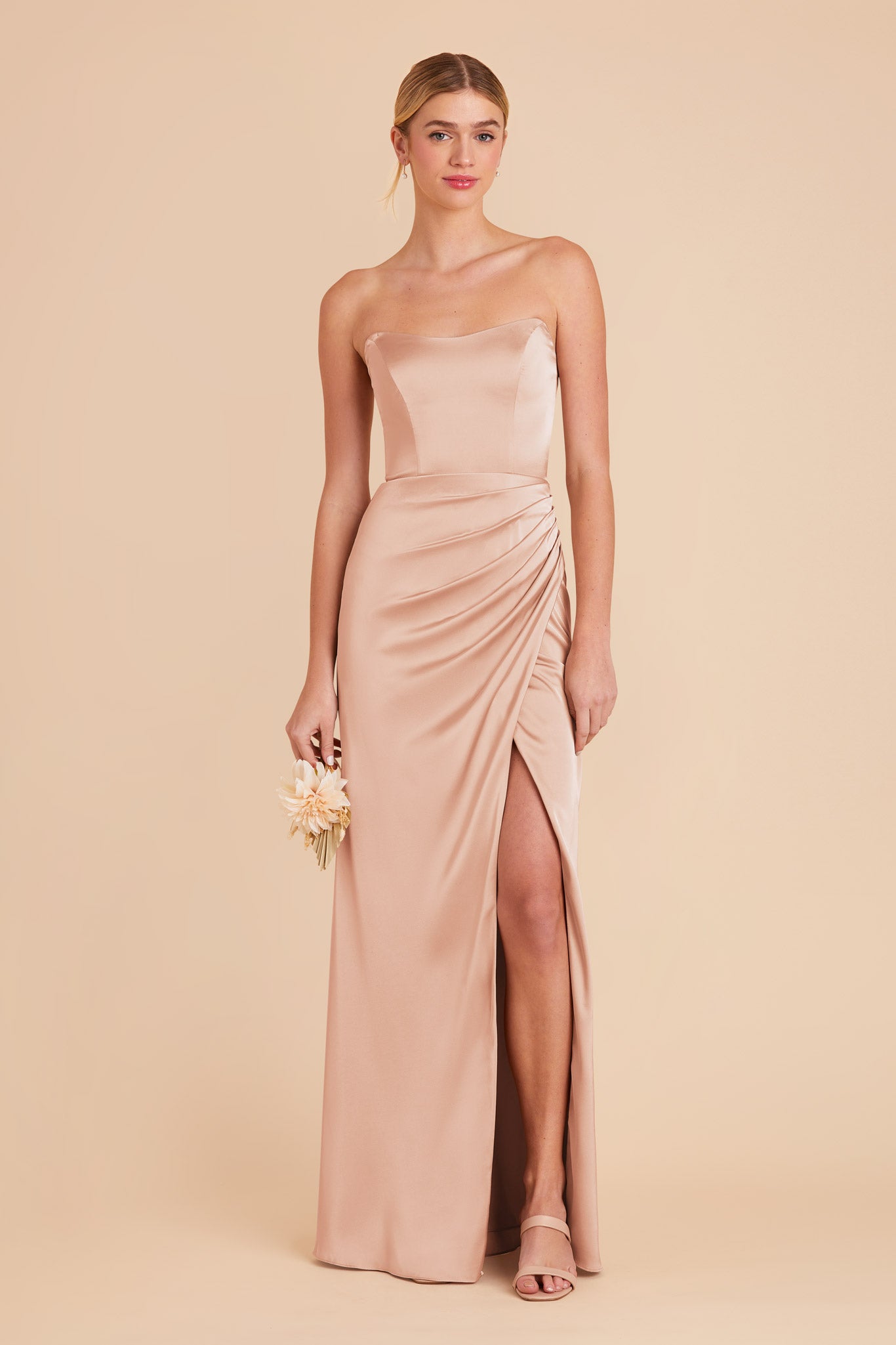 Rose Gold Anne Matte Satin Dress by Birdy Grey