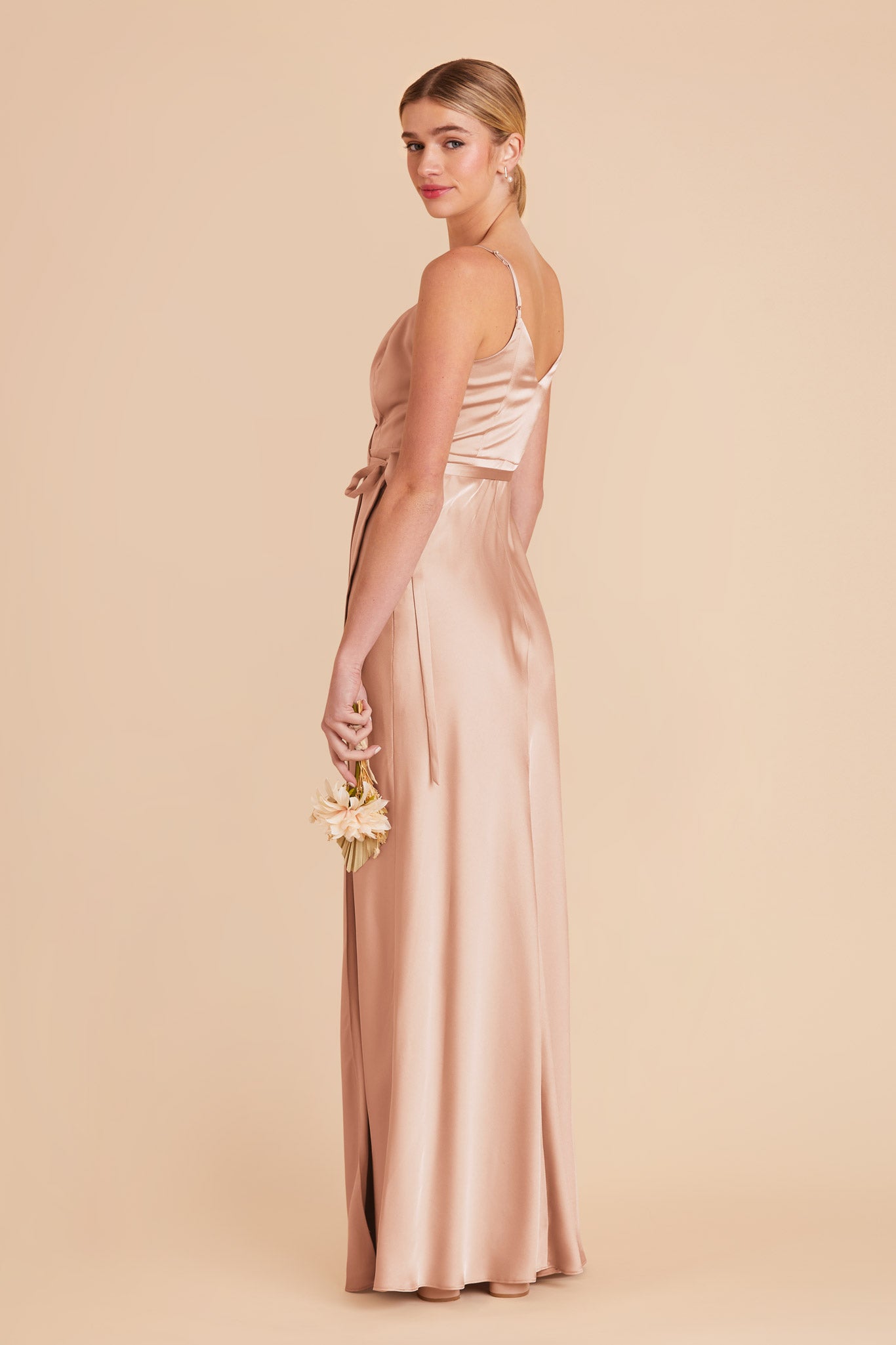 Rose Gold Cindy Matte Satin Dress by Birdy Grey