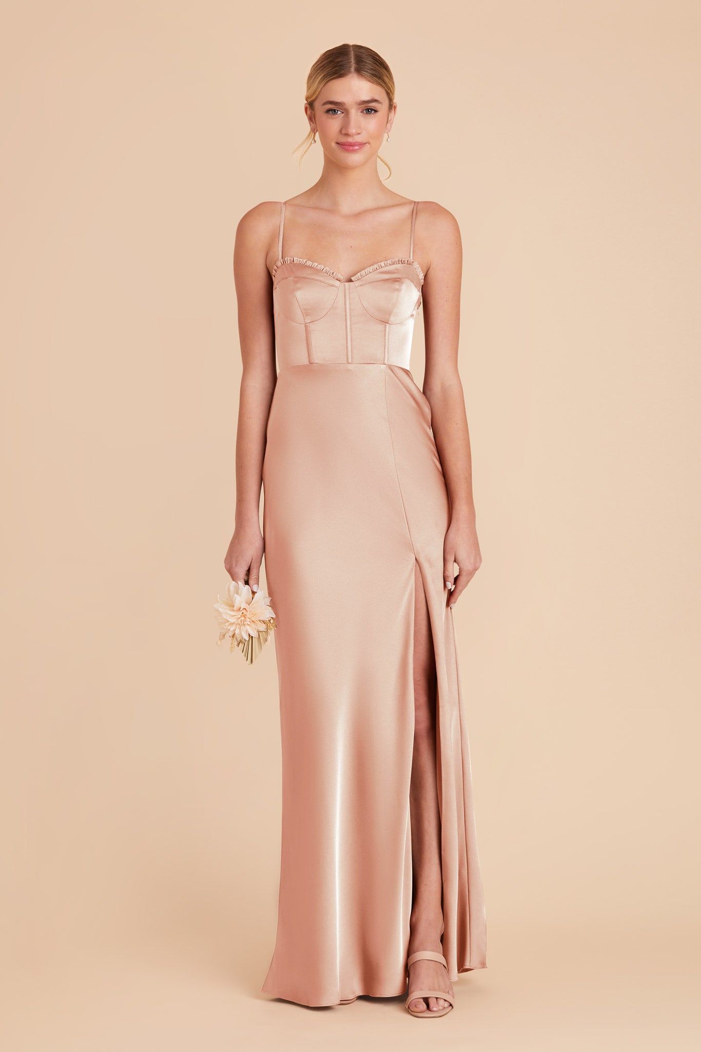 Rose Gold Jessica Matte Satin Dress by Birdy Grey