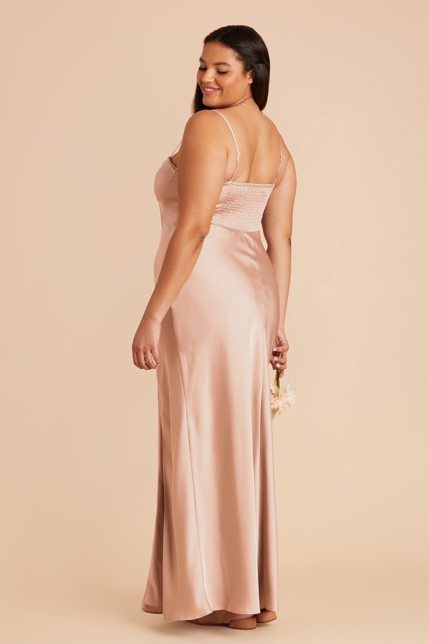 Rose Gold Jessica Matte Satin Dress by Birdy Grey