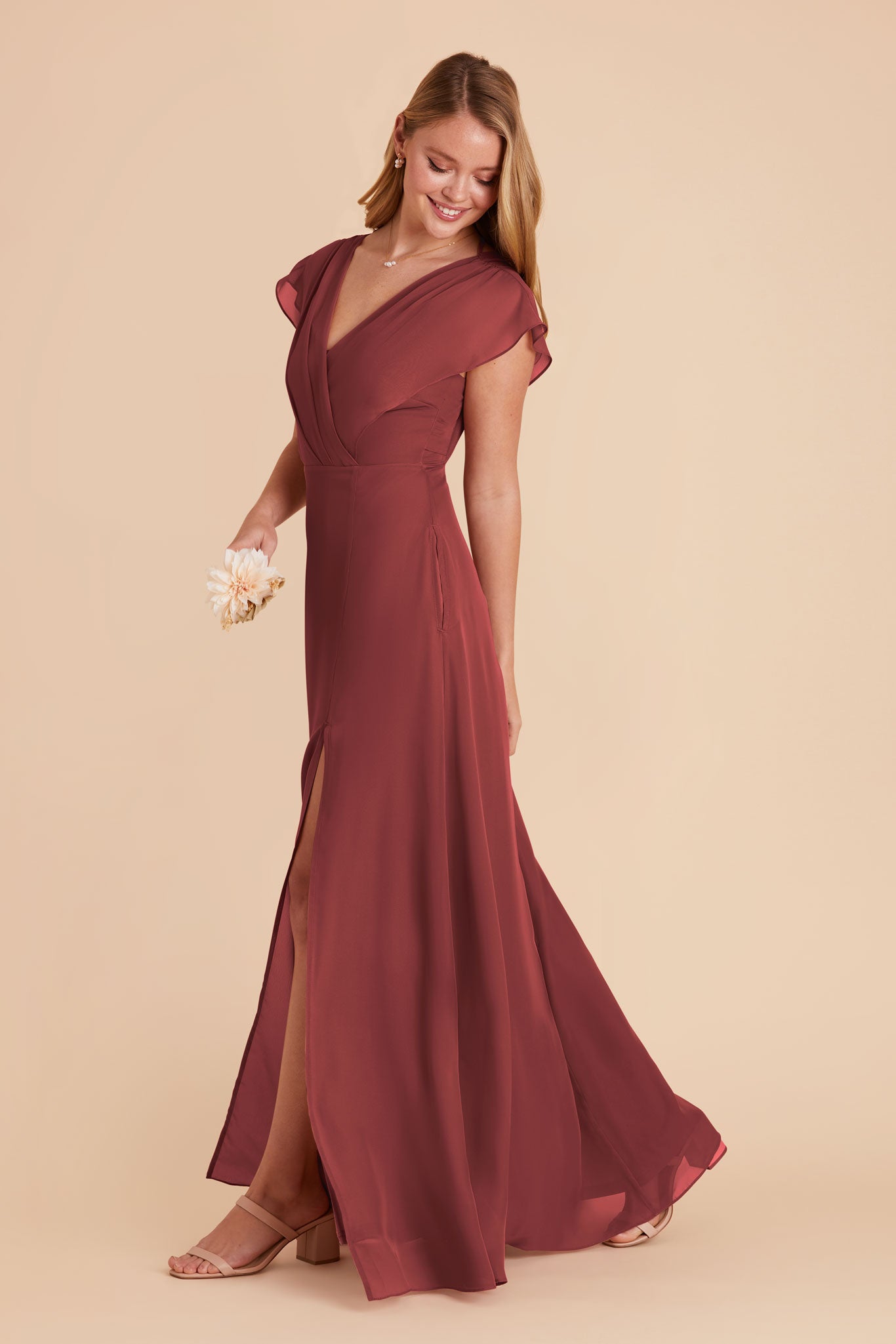 Violet Chiffon Dress - Rosewood