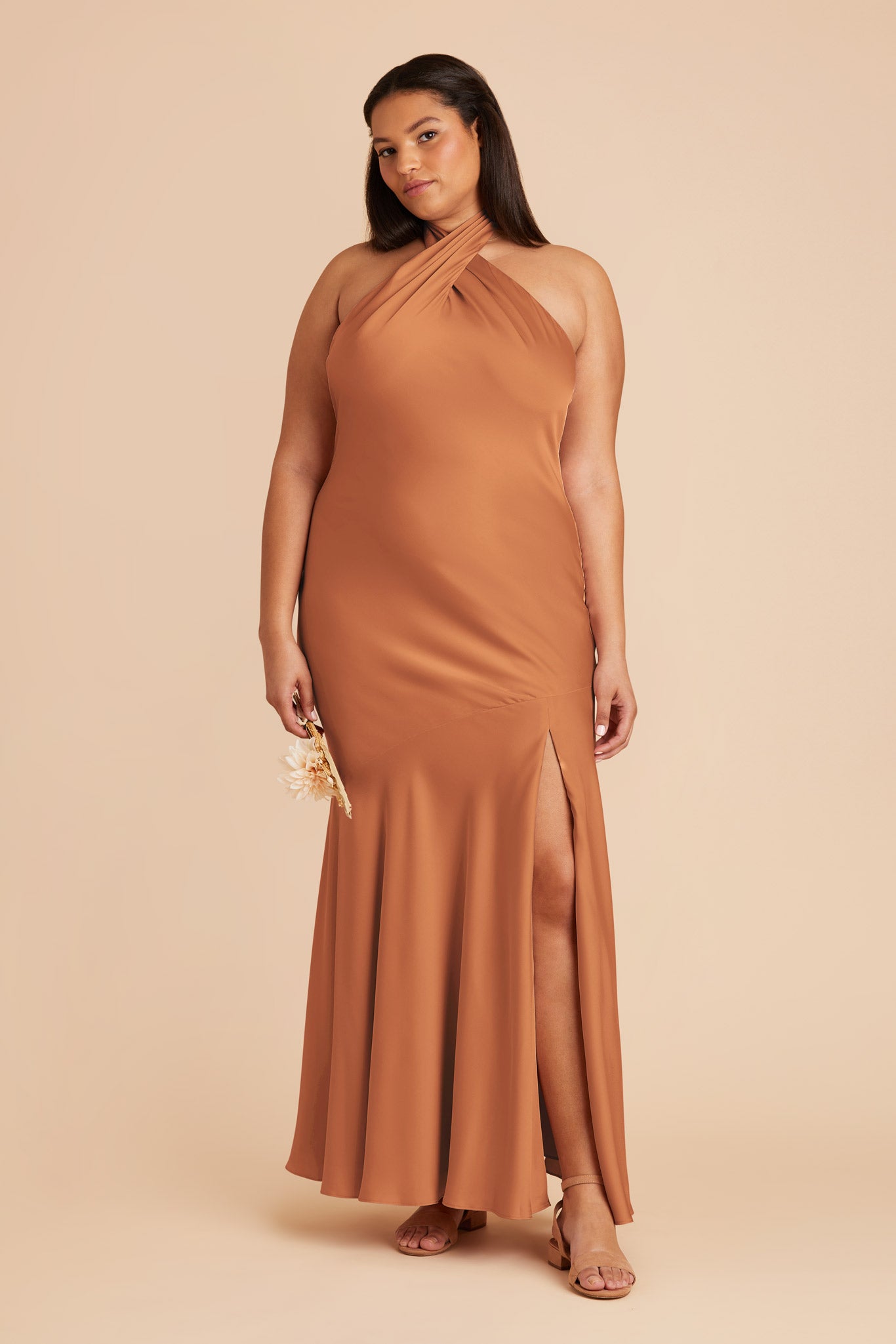 Rust Stephanie Matte Satin Dress by Birdy Grey