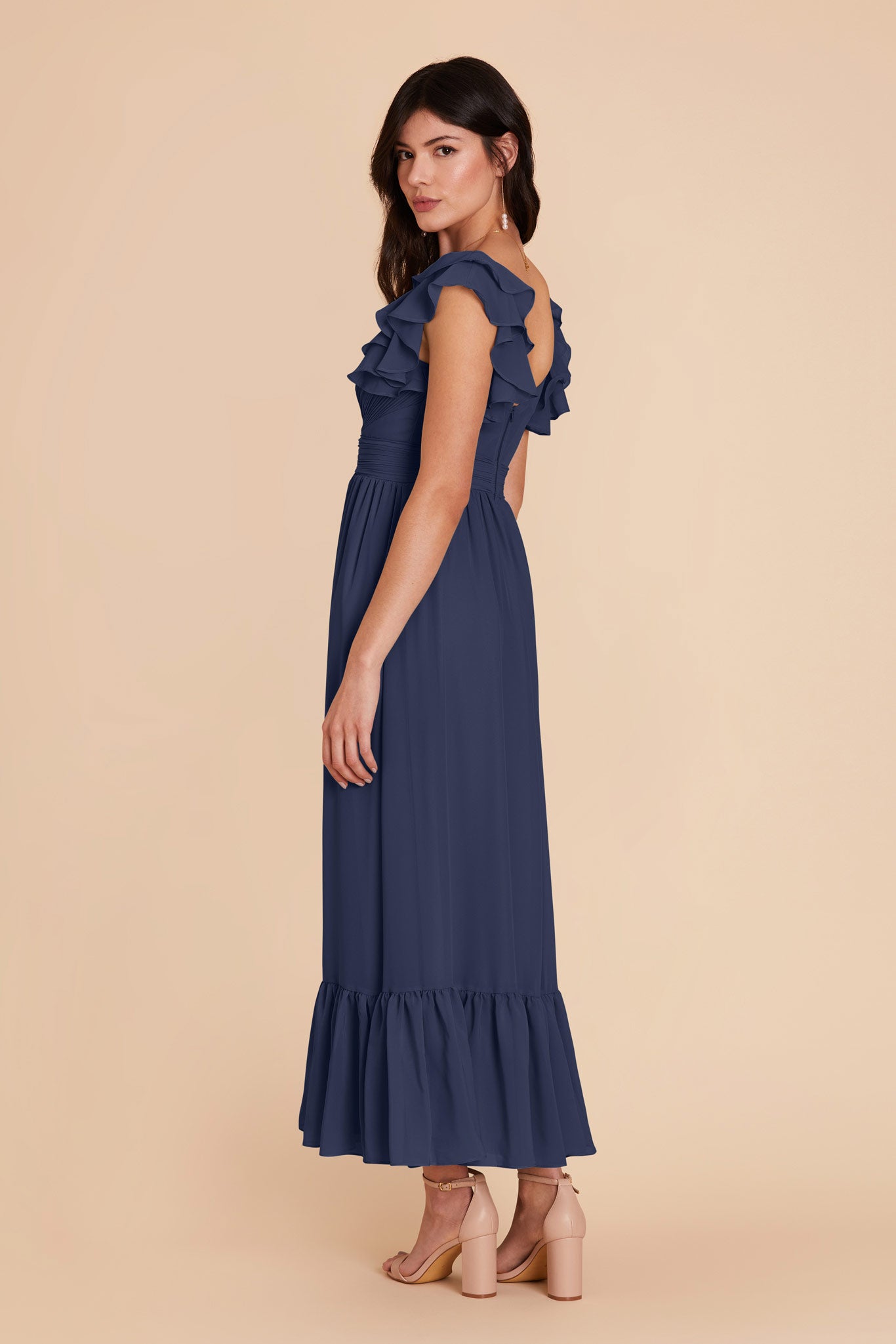 Slate Blue Michelle Chiffon Dress by Birdy Grey
