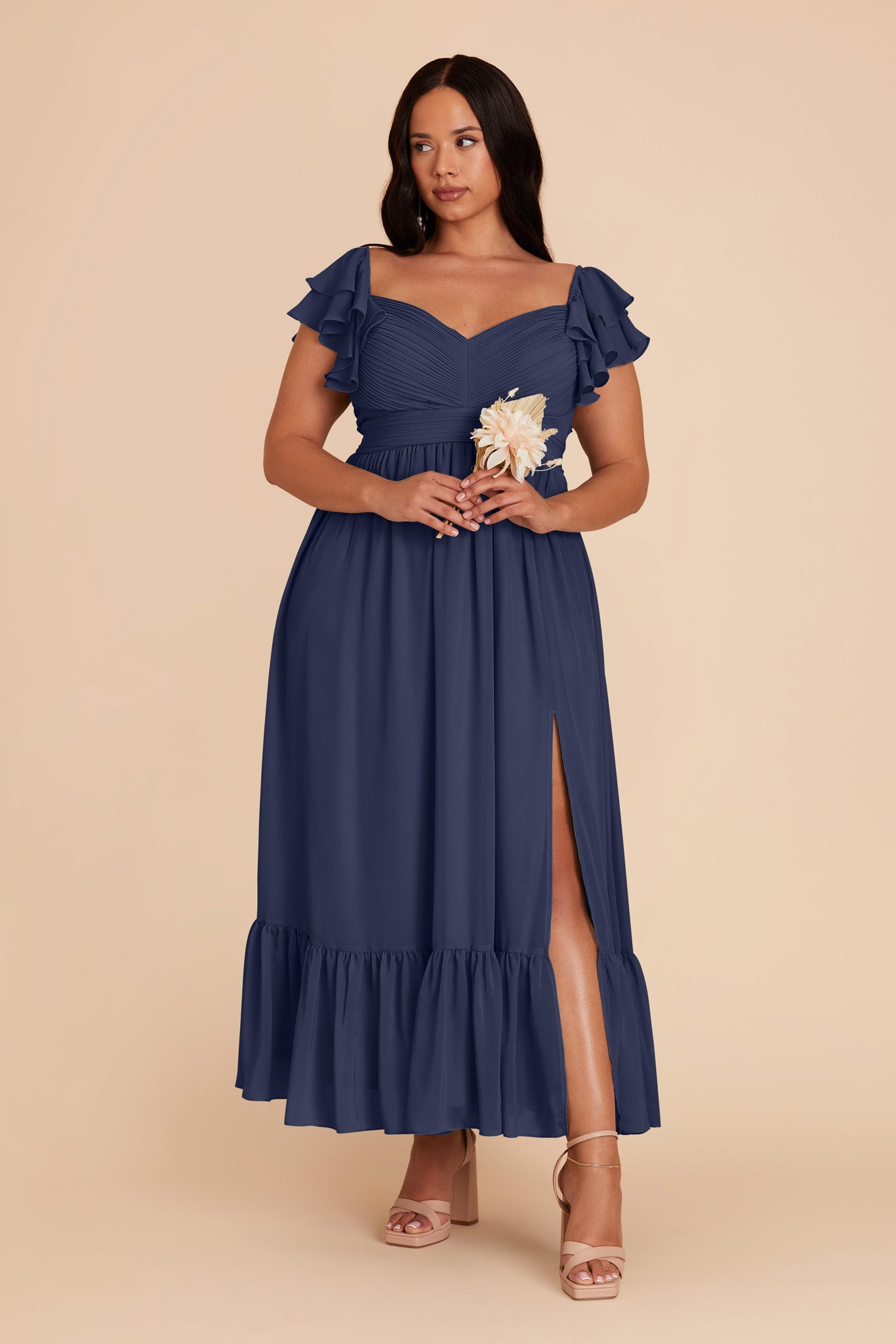 Slate Blue Michelle Chiffon Dress by Birdy Grey