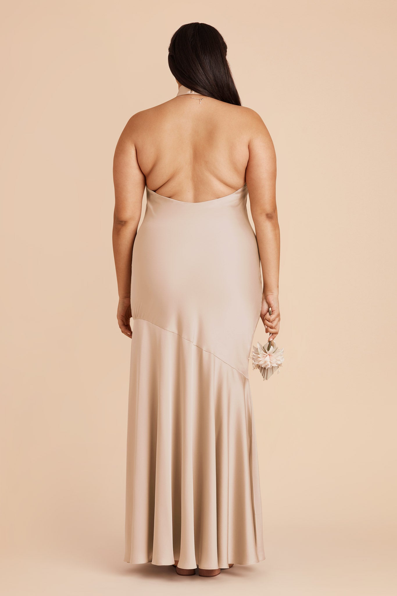Taupe Stephanie Matte Satin Dress by Birdy Grey