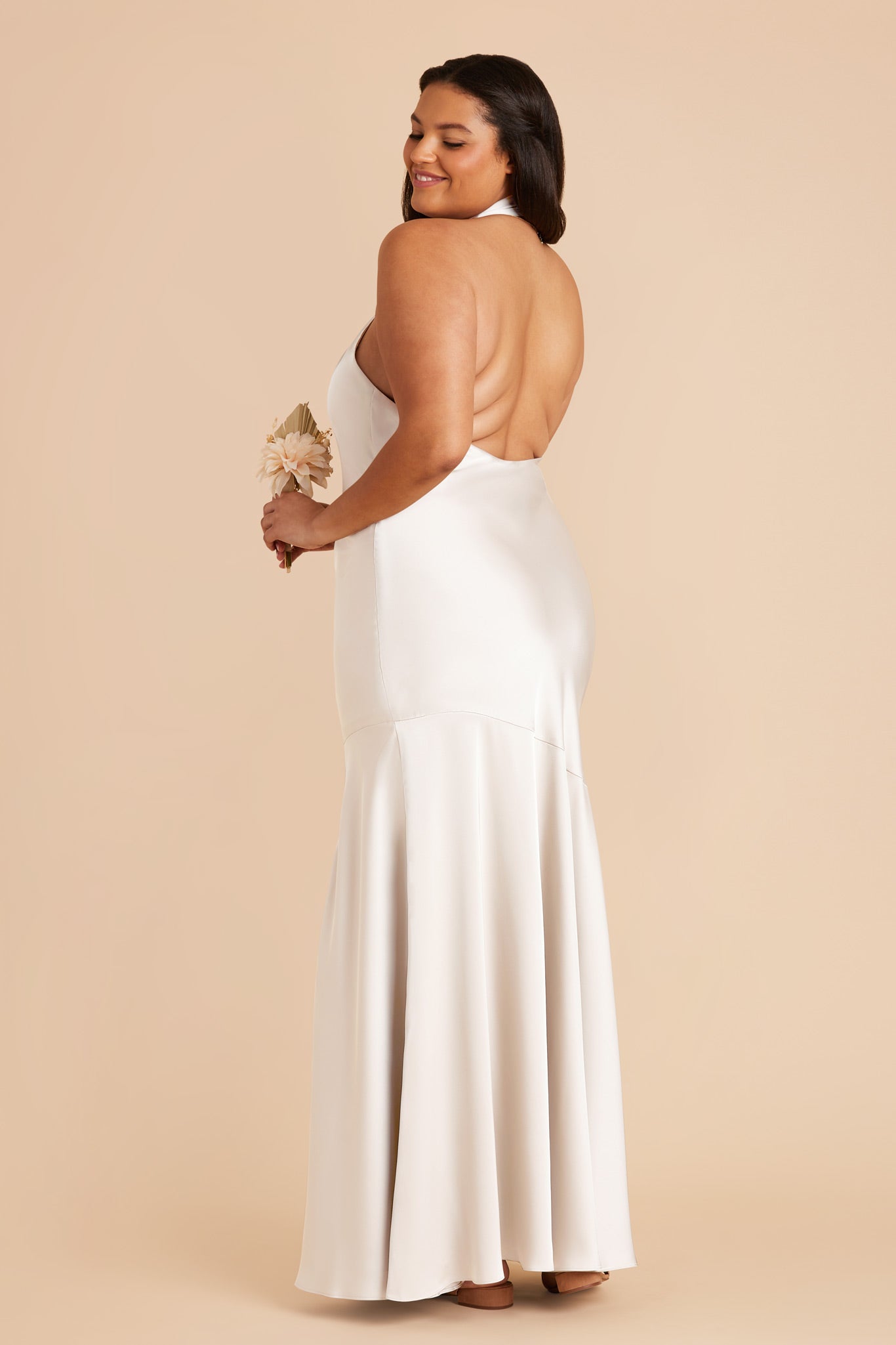 White Stephanie Matte Satin Dress by Birdy Grey