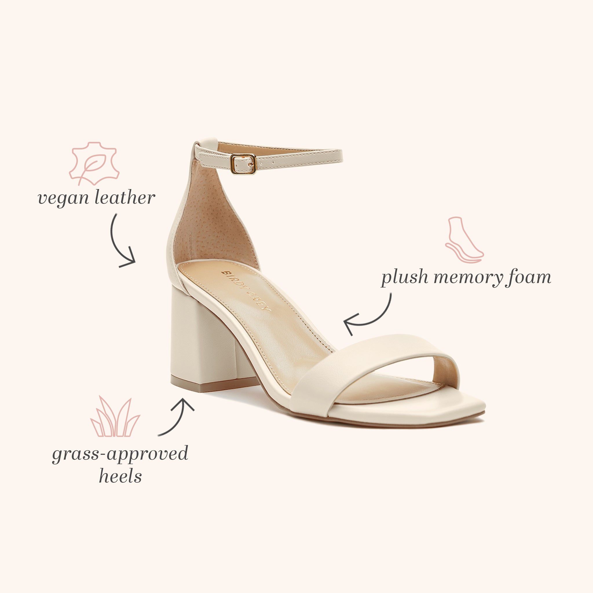Natalie Chunky Heel in Almond by Birdy Grey, side view
