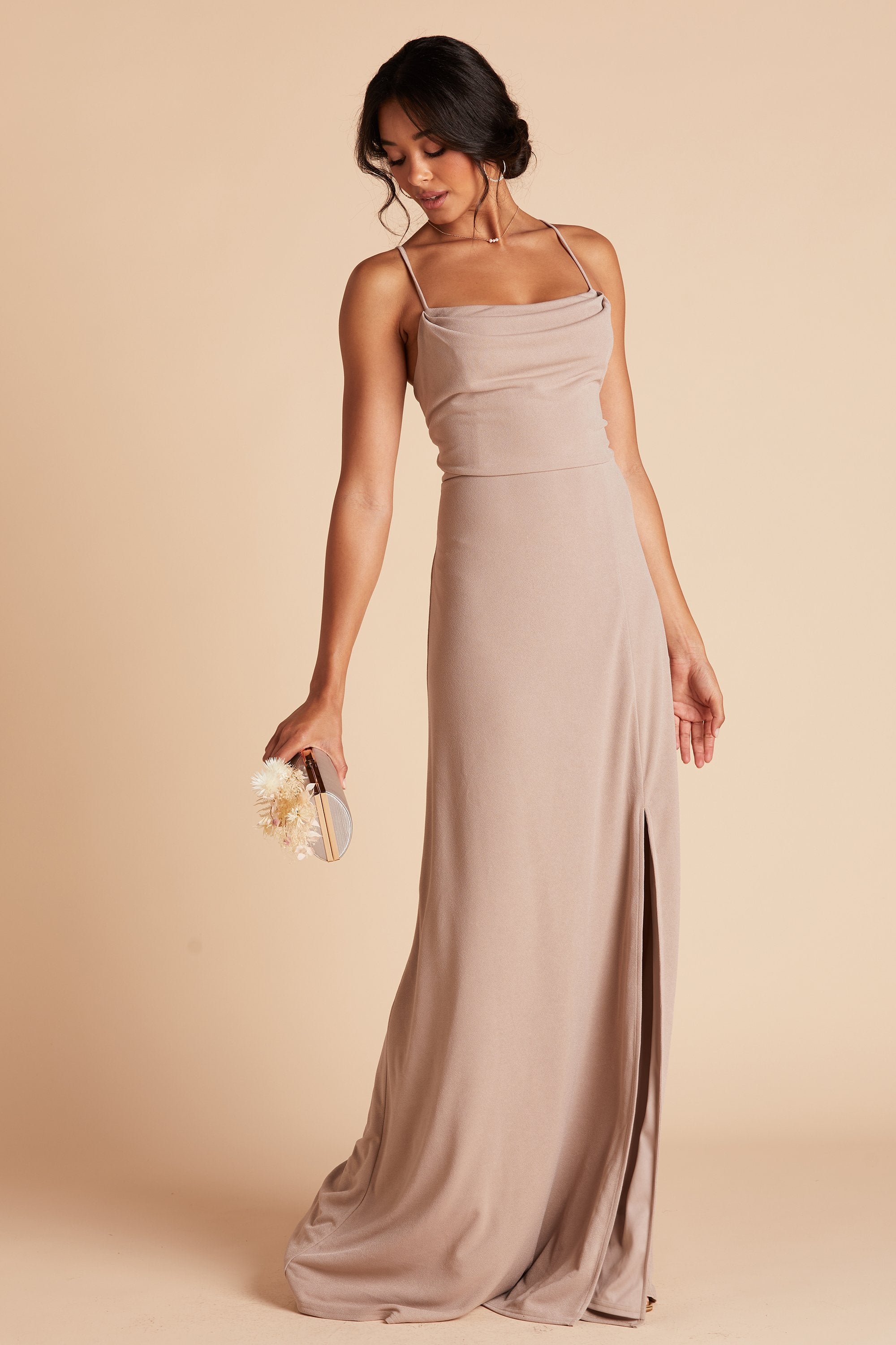 Taupe Ash Crepe Dress by Birdy Grey
