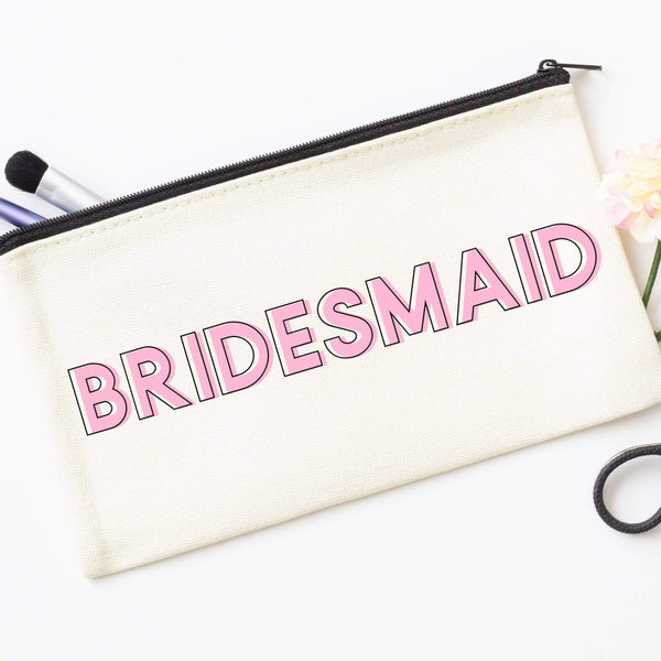 Bridesmaid Makeup Bag in Grey - Luna Boutique