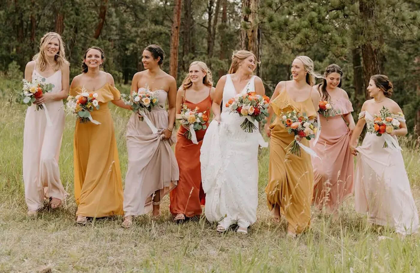 How To Pull Off Effortlessly Perfect Mismatched Bridesmaid Dresses ...