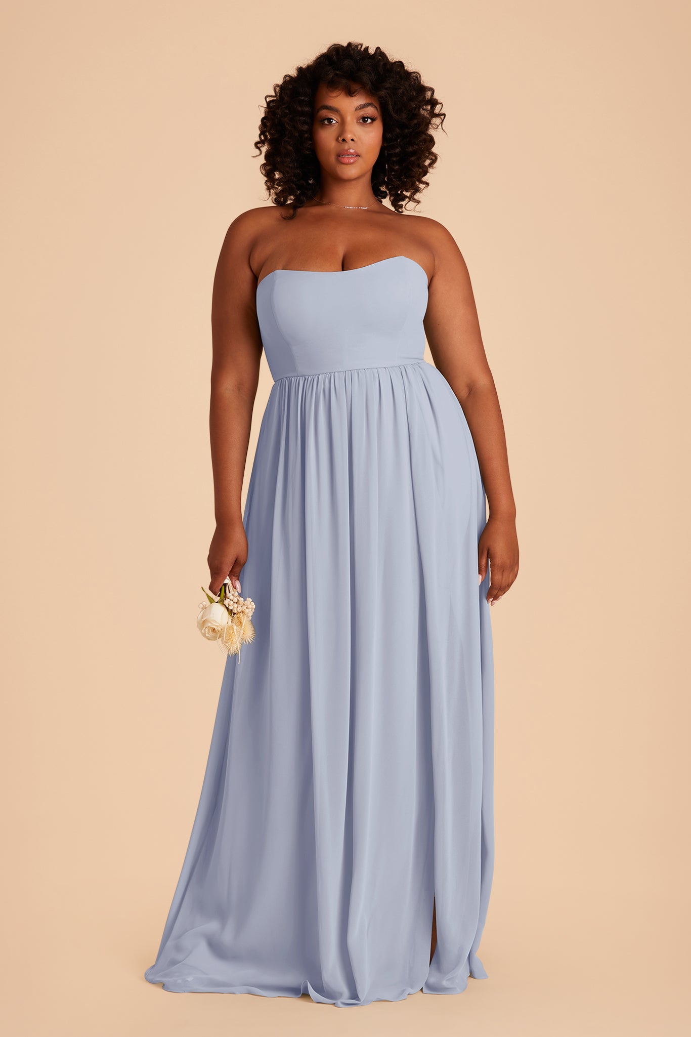 Wedtrend Women Bridesmaids Dusty Blue A Line Off the Shoulder Long Ruched  Chiffon Bridesmaid Dress with Slit – WEDTREND