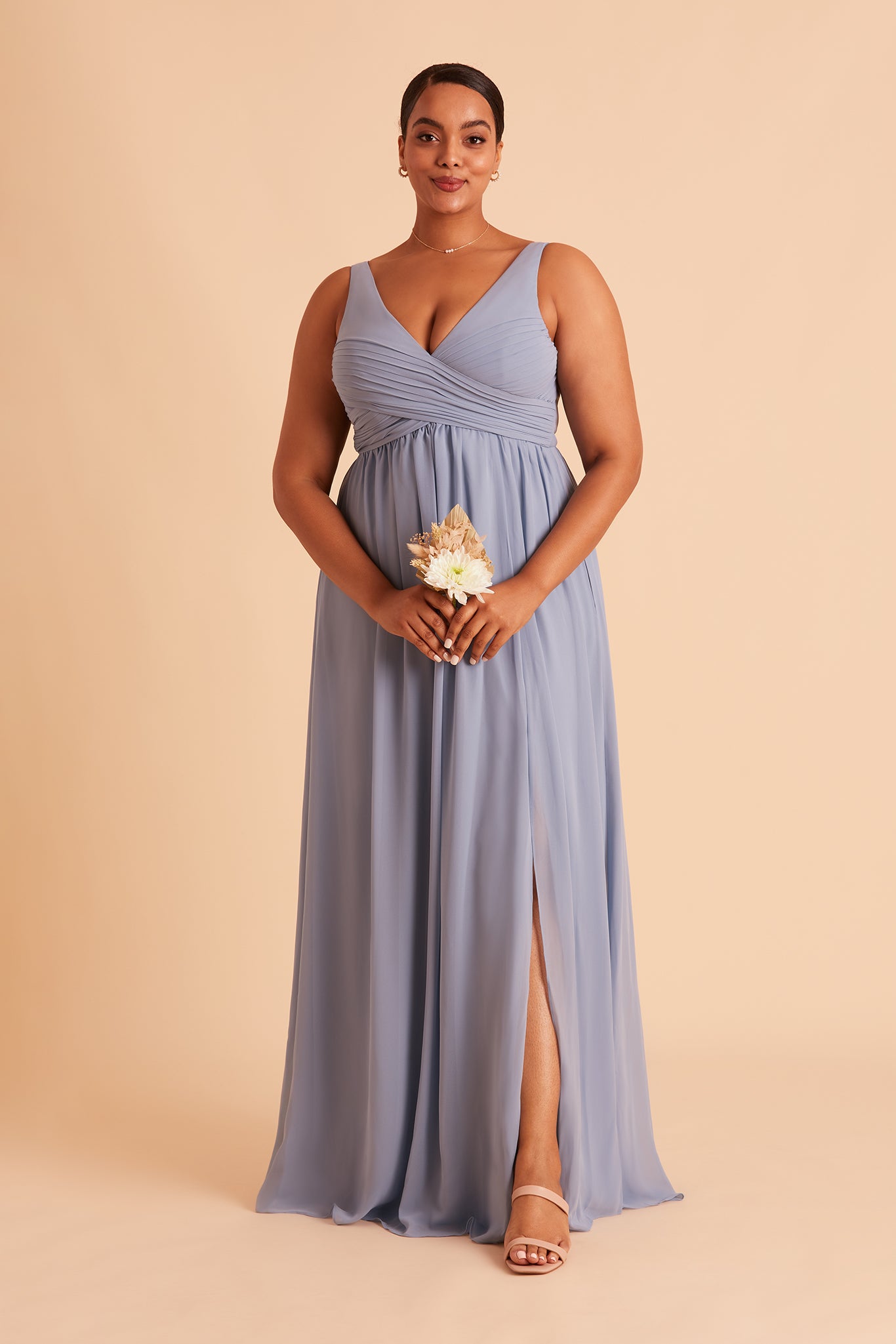 Laurie Empire Dress - Dusty Blue