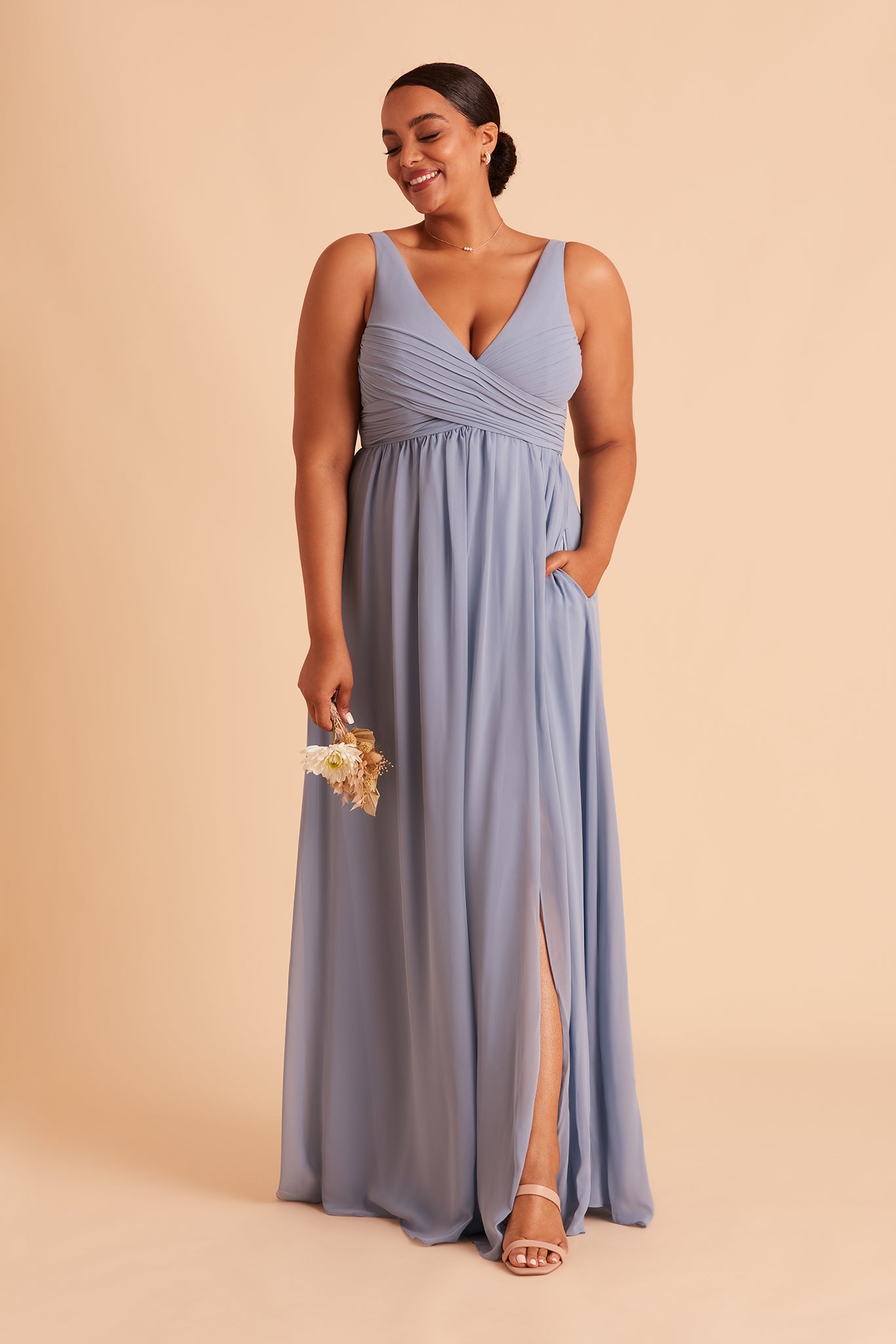 Laurie Empire Dress - Dusty Blue