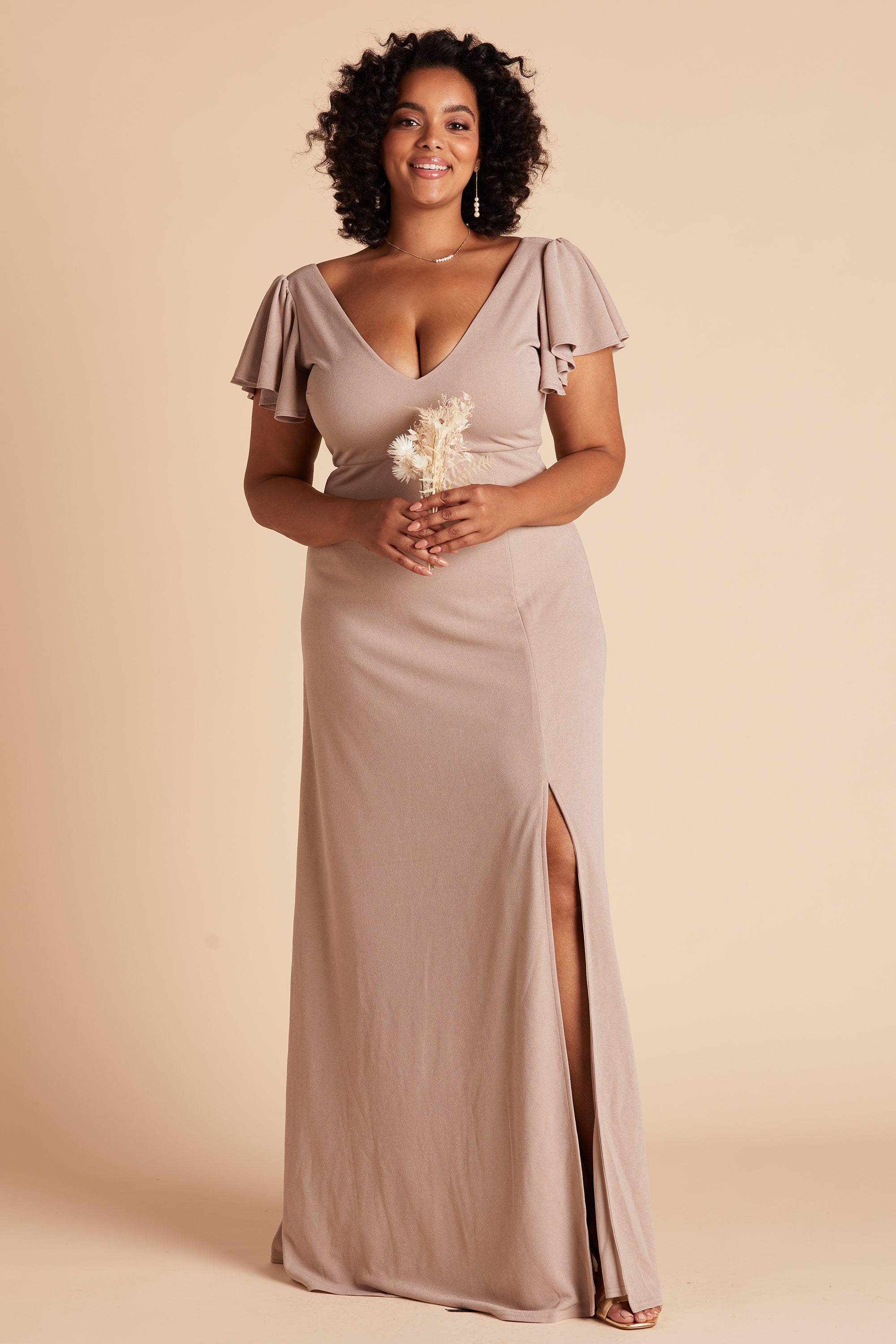 Taupe Hannah Crepe Dress by Birdy Grey
