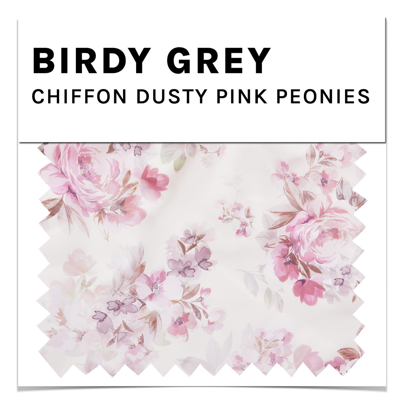 Dusty Pink Peonies Chiffon Swatch by Birdy Grey