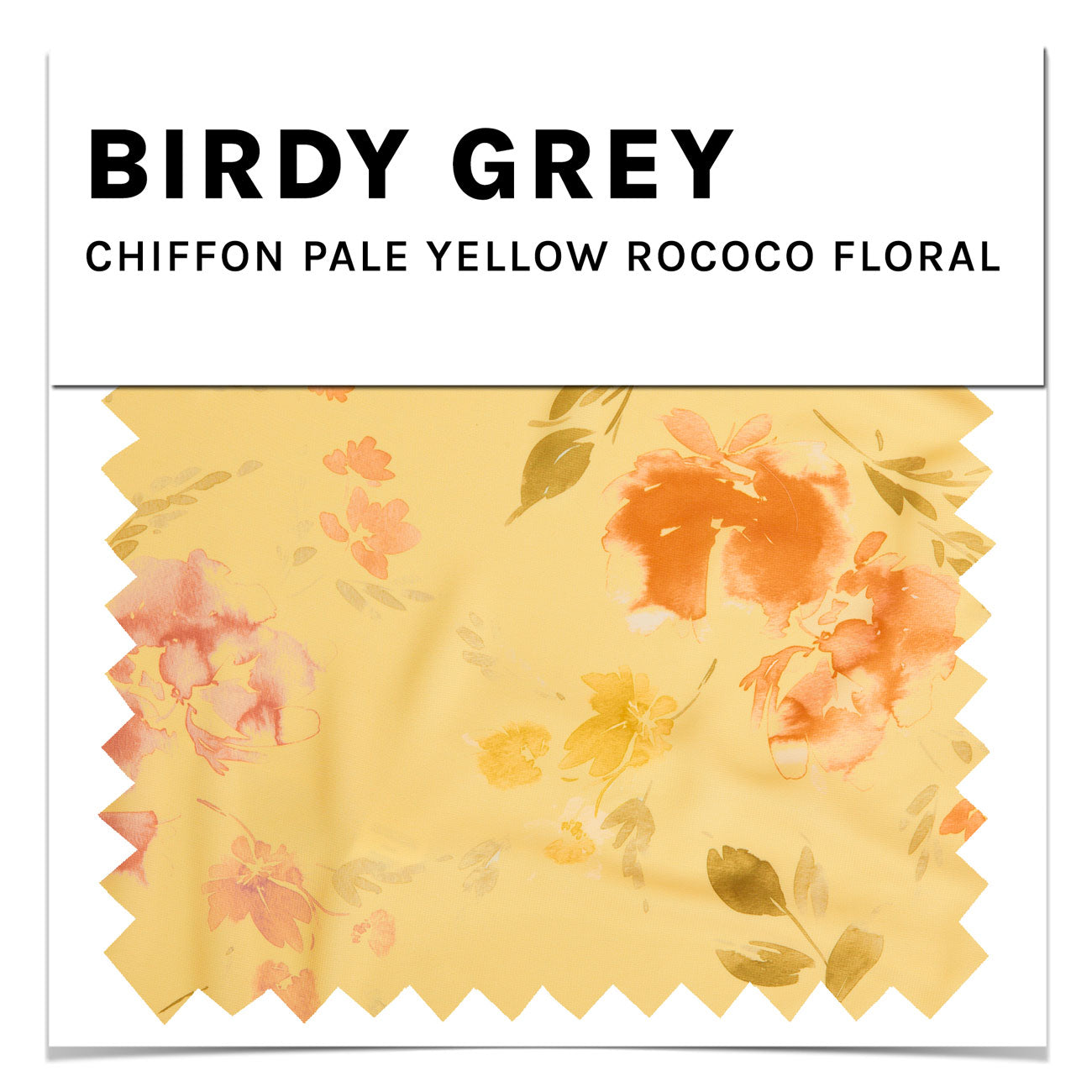 Pale Yellow Rococo Floral Chiffon Swatch by Birdy Grey