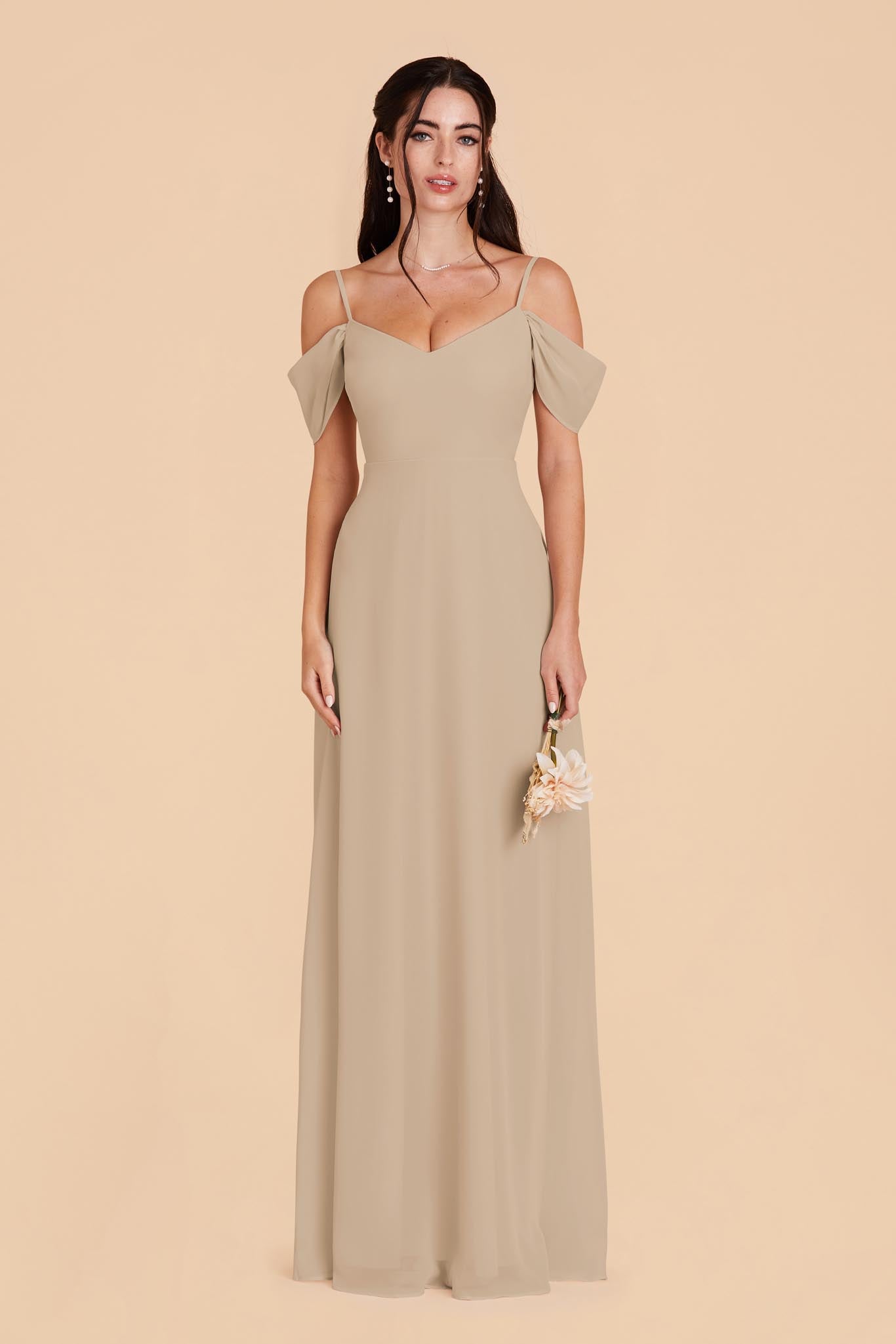 Almond Devin Convertible Chiffon Dress by Birdy Grey
