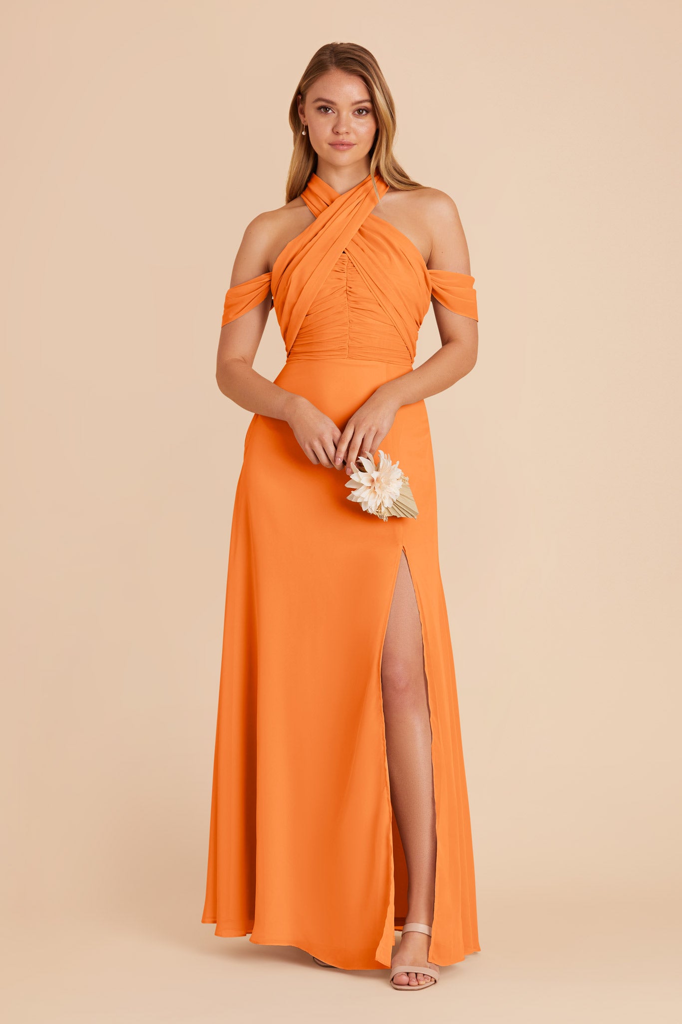 Apricot Cara Chiffon Dress by Birdy Grey
