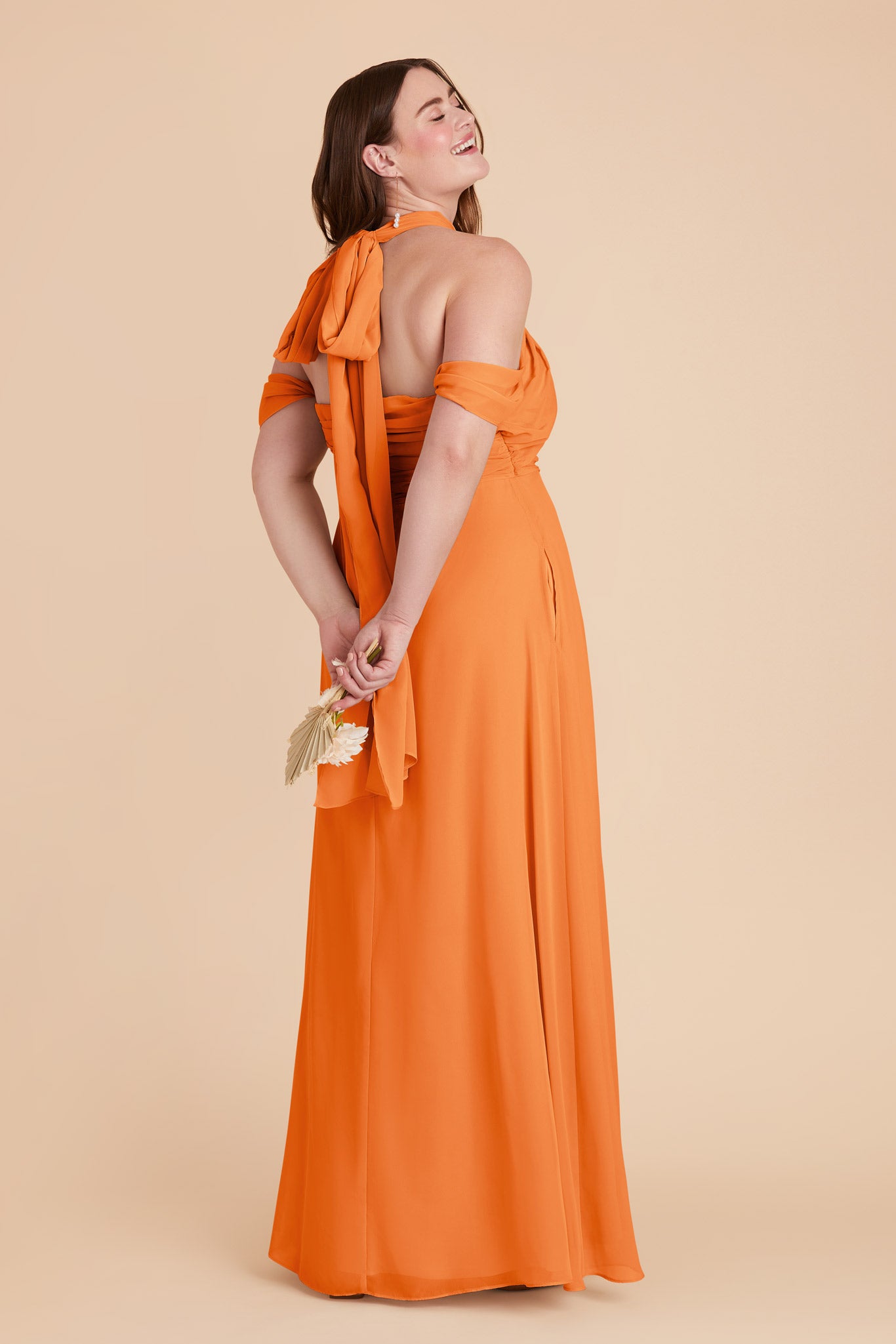 Apricot Cara Chiffon Dress by Birdy Grey