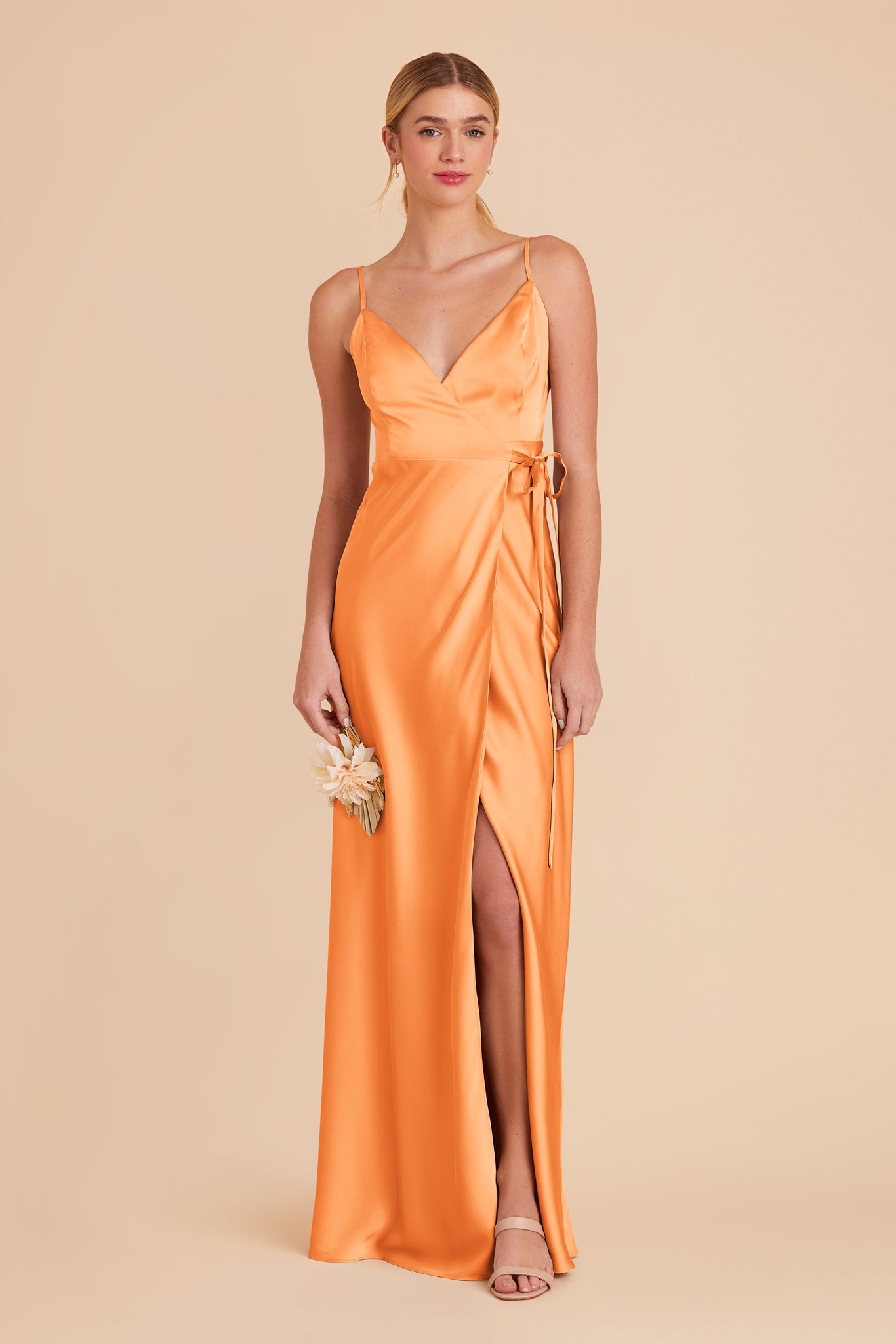 Apricot Cindy Matte Satin Dress by Birdy Grey