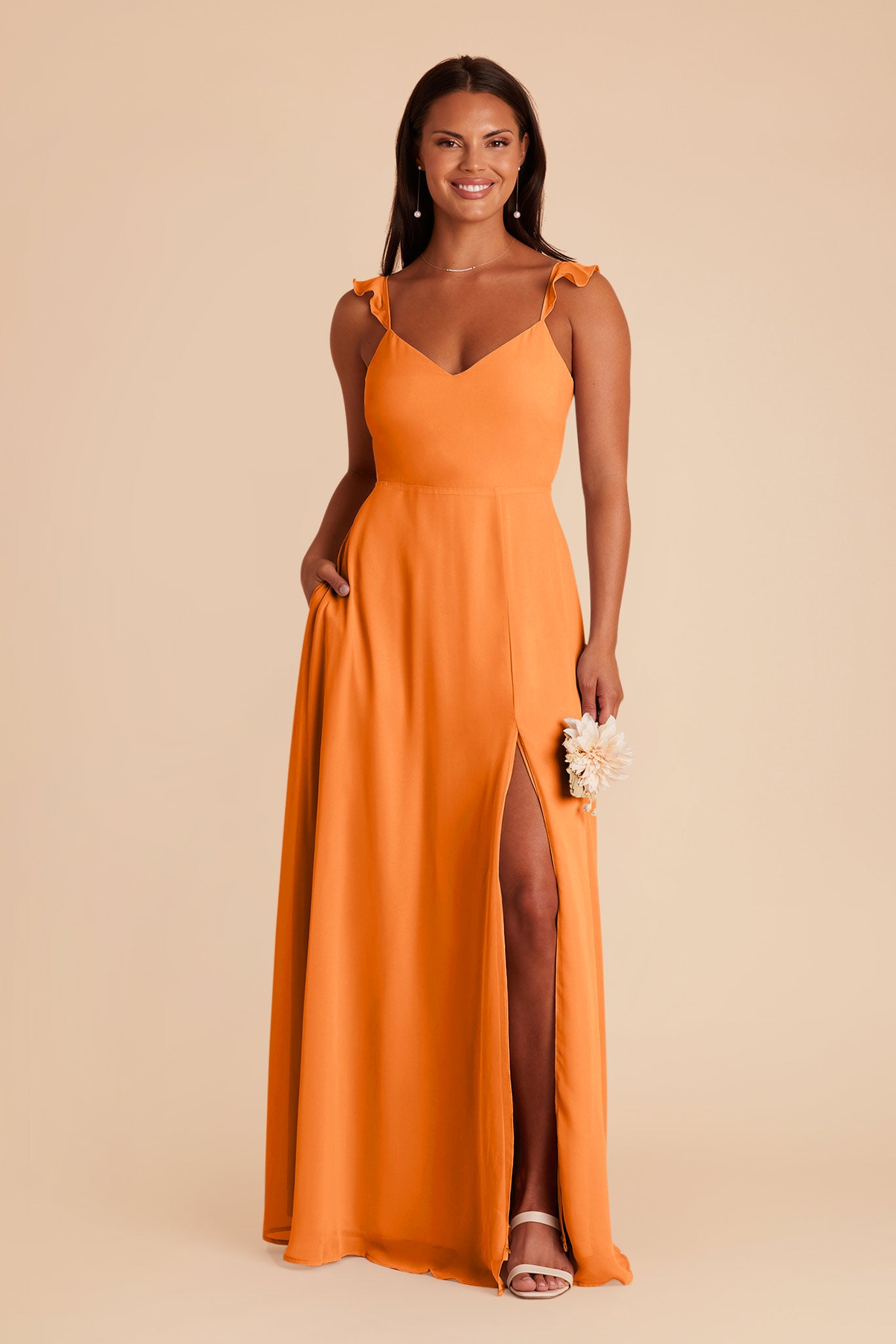 Apricot Doris Chiffon Dress by Birdy Grey