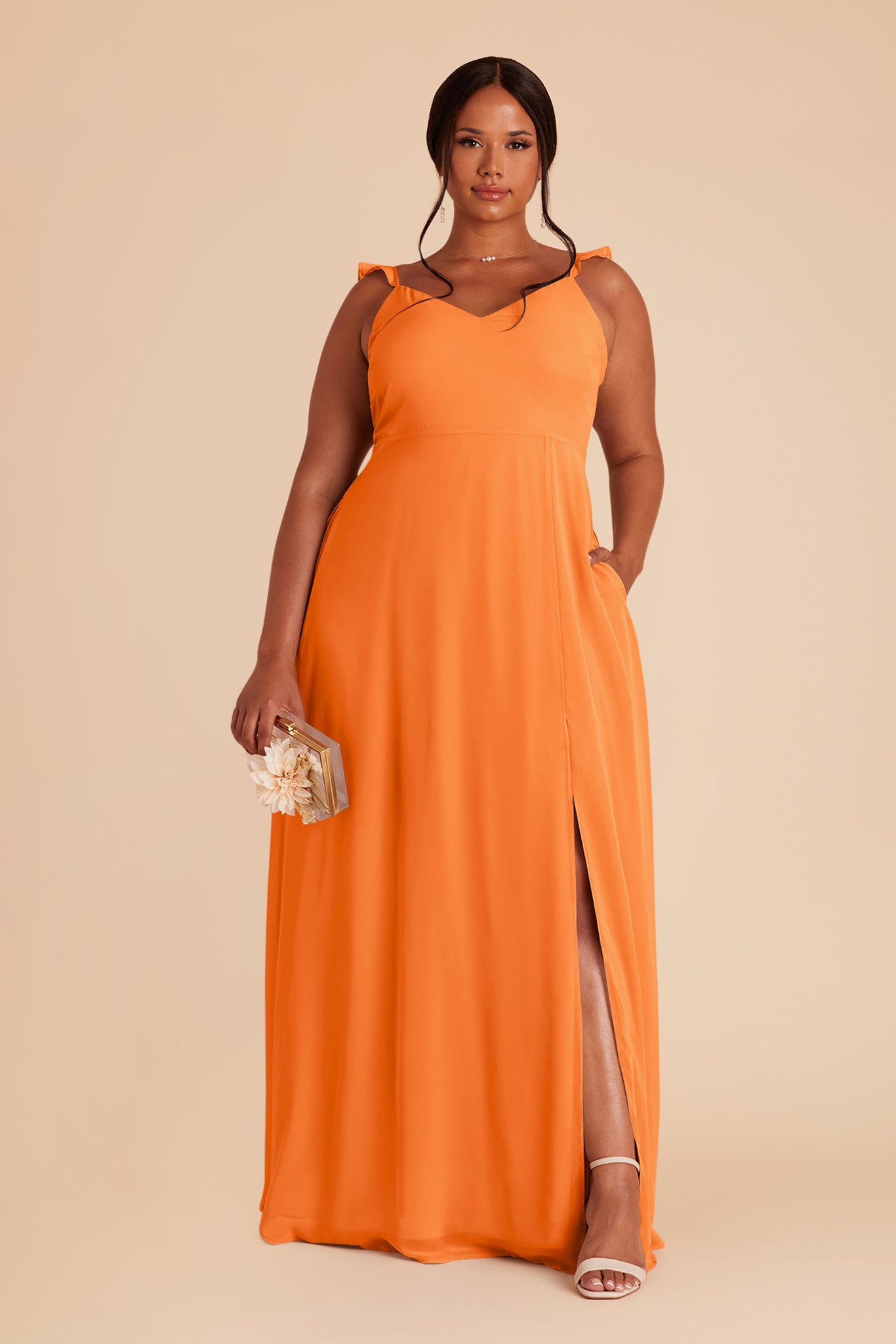 Apricot Doris Chiffon Dress by Birdy Grey