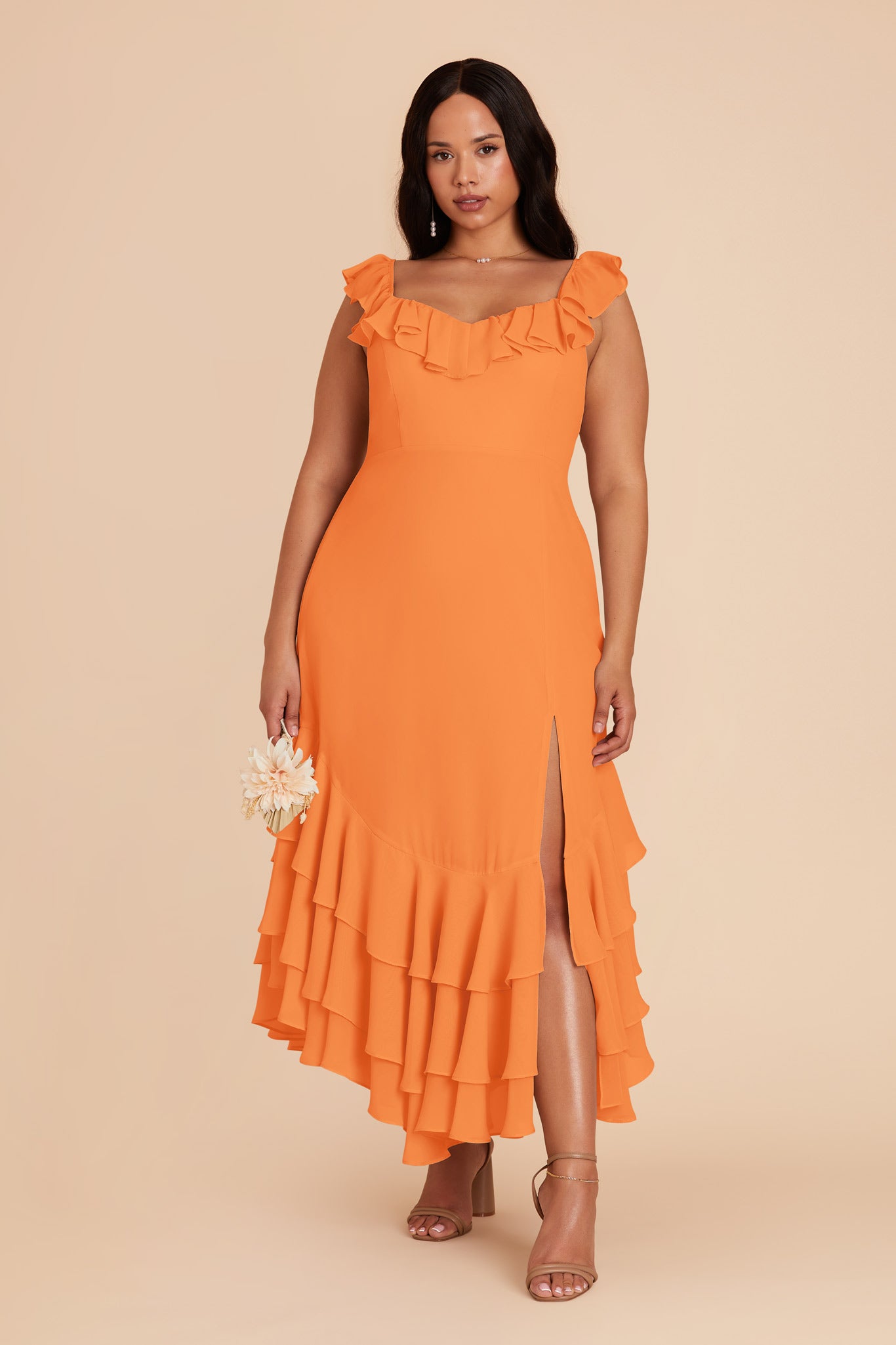 Apricot Ginny Chiffon Dress by Birdy Grey
