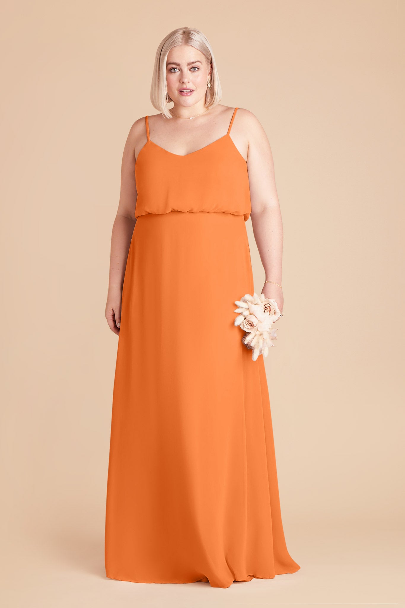 Apricot Gwennie Chiffon Dress by Birdy Grey